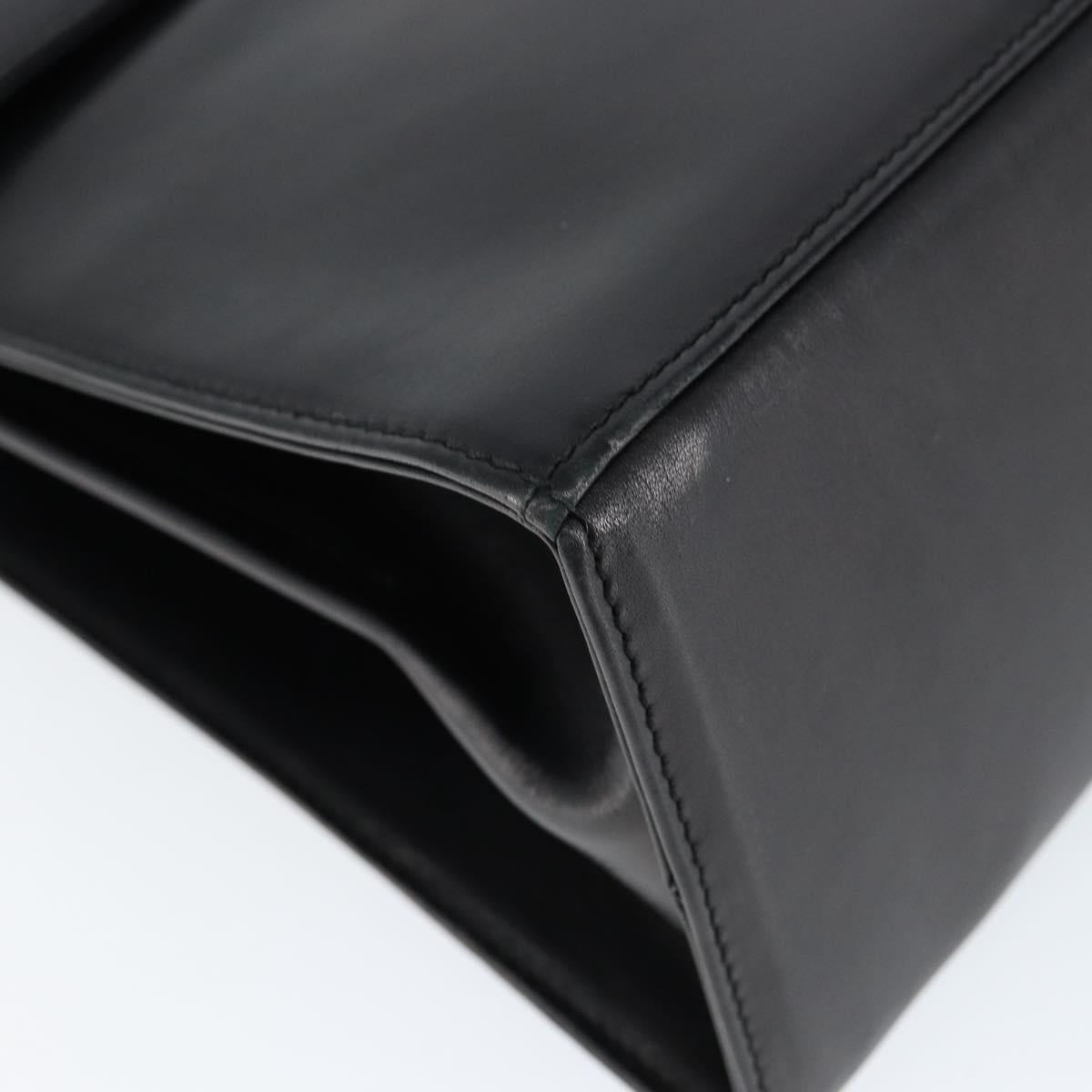 Salvatore Ferragamo Gancini Hand Bag Leather Black Gold Auth 149087