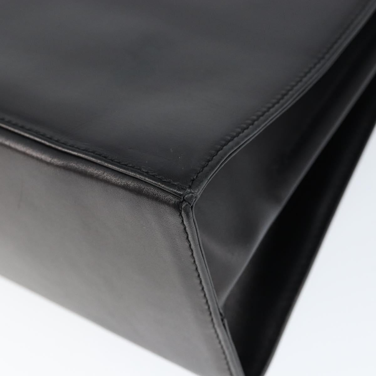 Salvatore Ferragamo Gancini Hand Bag Leather Black Gold Auth 149087