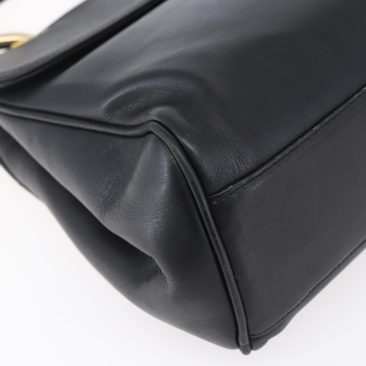 BALLY Hand Bag Leather Black Gold Auth 149088