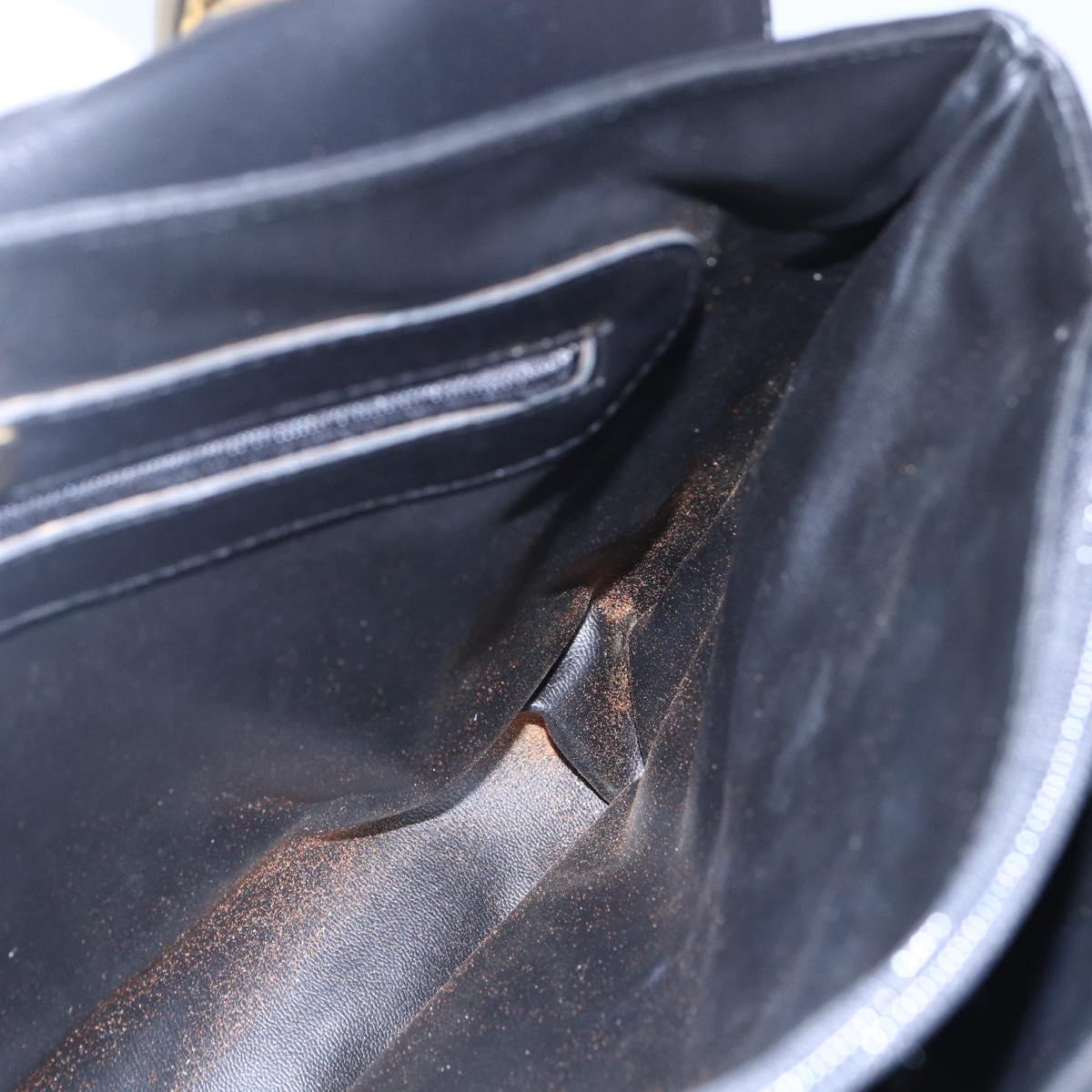 BALLY Hand Bag Leather Black Gold Auth 149088