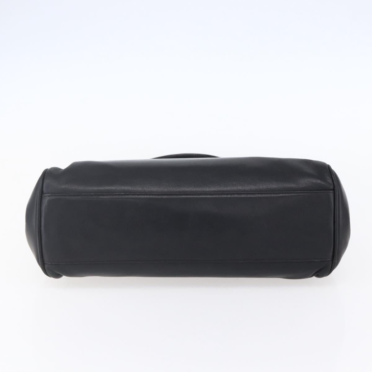 BALLY Hand Bag Leather Black Gold Auth 149088