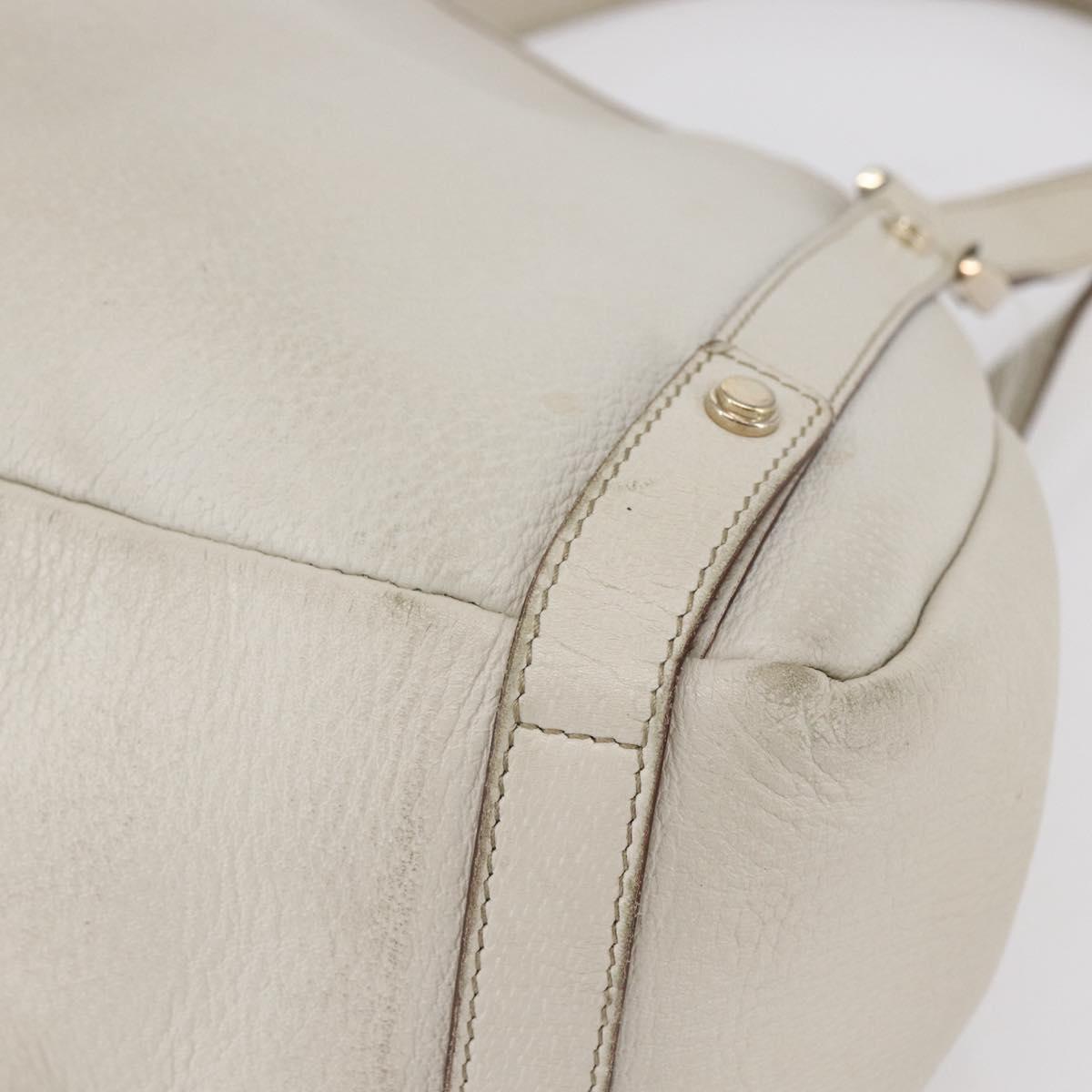 GUCCI Abbey Shoulder Bag Leather Ivory Gold 130736 Auth 149090