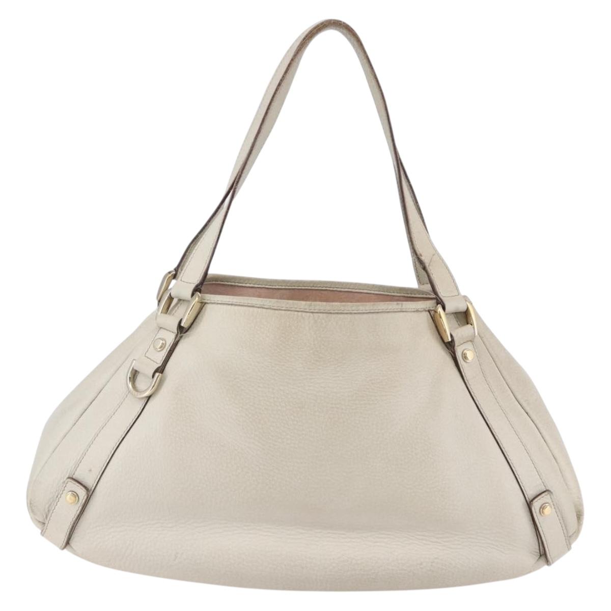 GUCCI Abbey Shoulder Bag Leather Ivory Gold 130736 Auth 149090