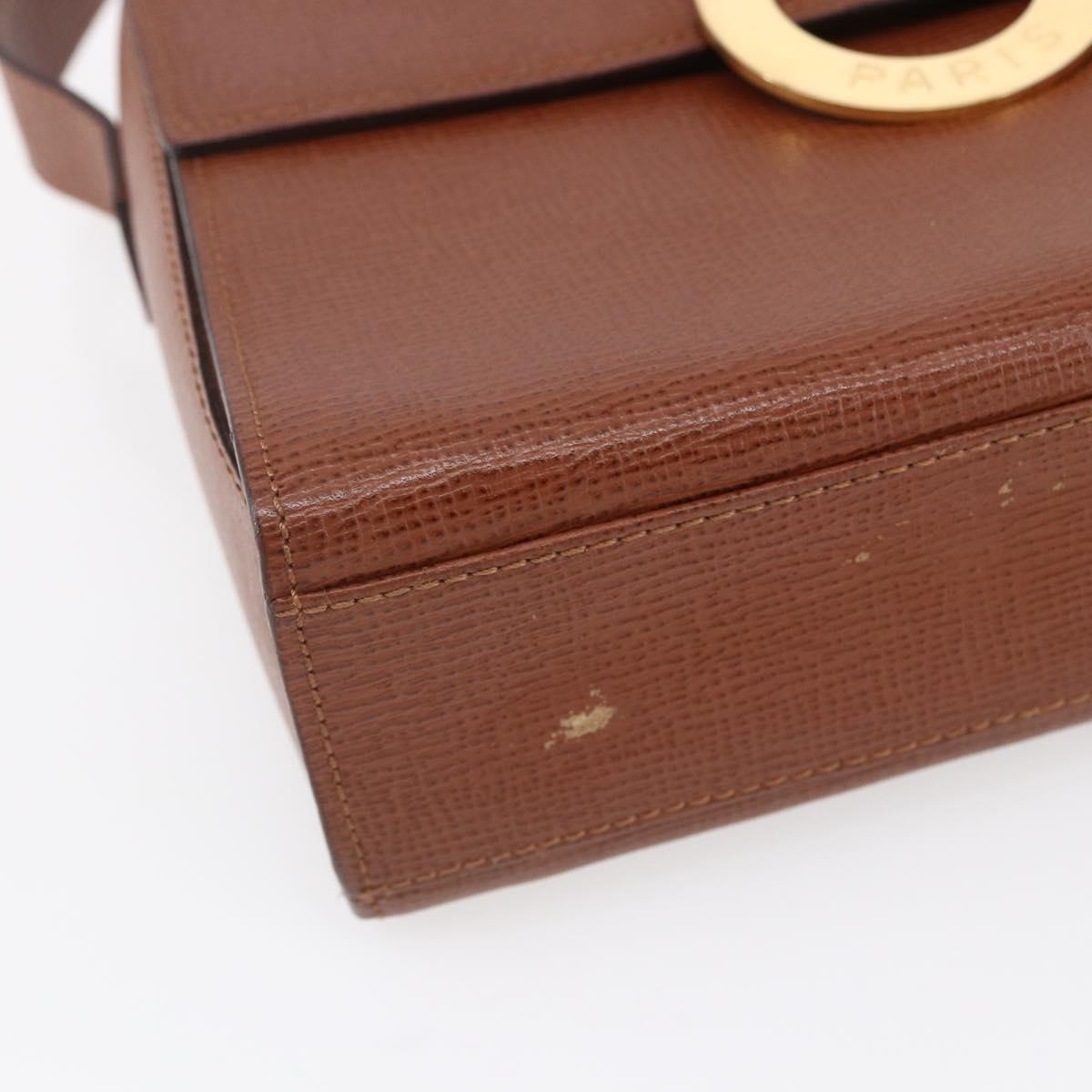 CELINE Circle Shoulder Bag Leather Brown Gold Auth 149092