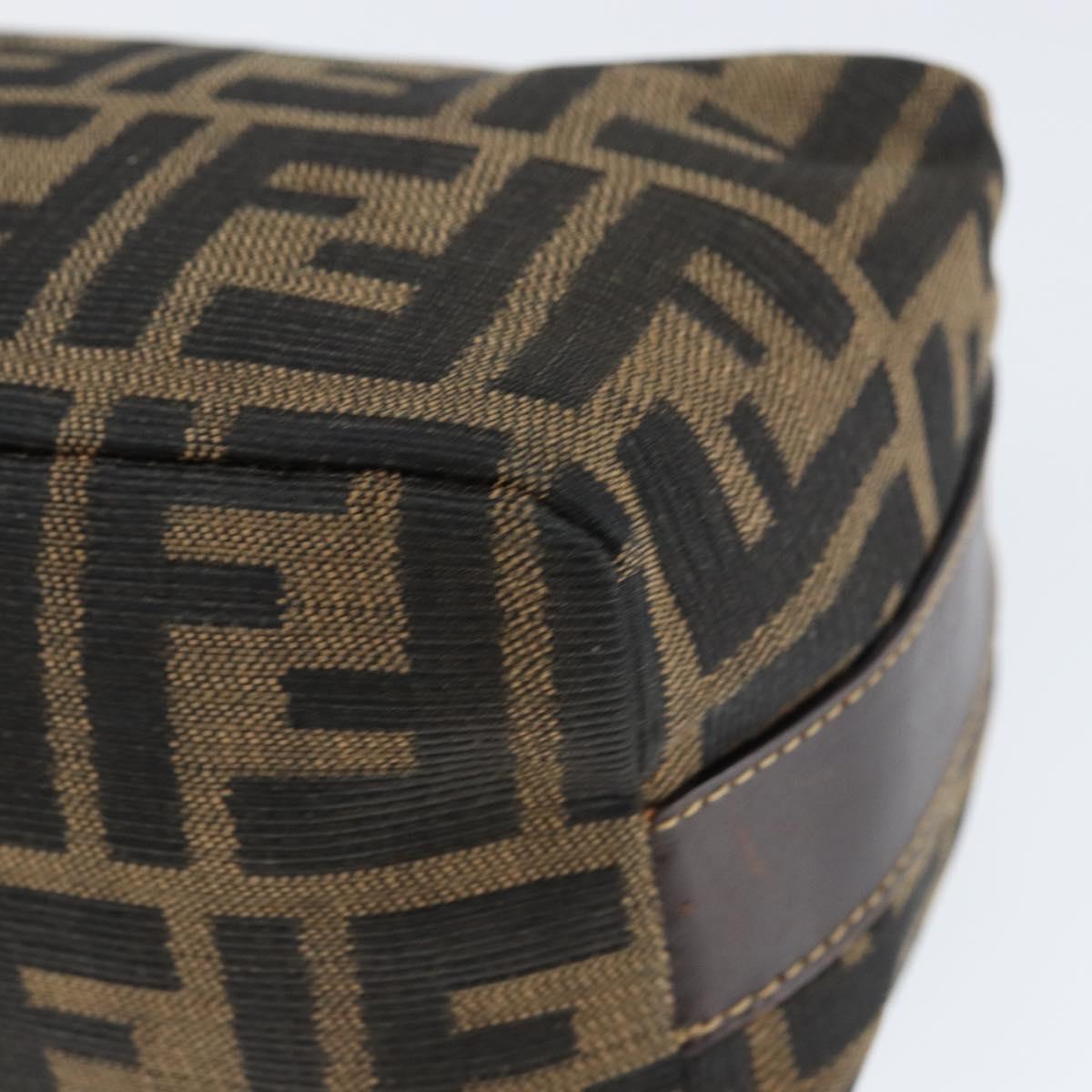 FENDI Zucca Canvas Vanity Hand Bag Black Brown Auth 149108