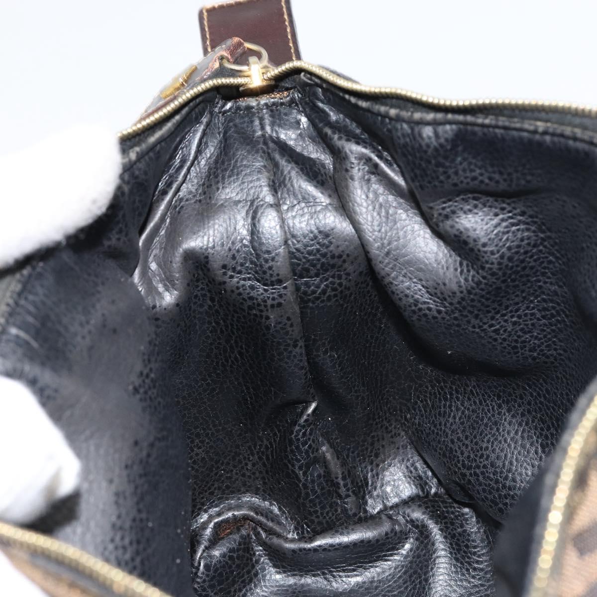 FENDI Zucca Canvas Vanity Hand Bag Black Brown Auth 149108