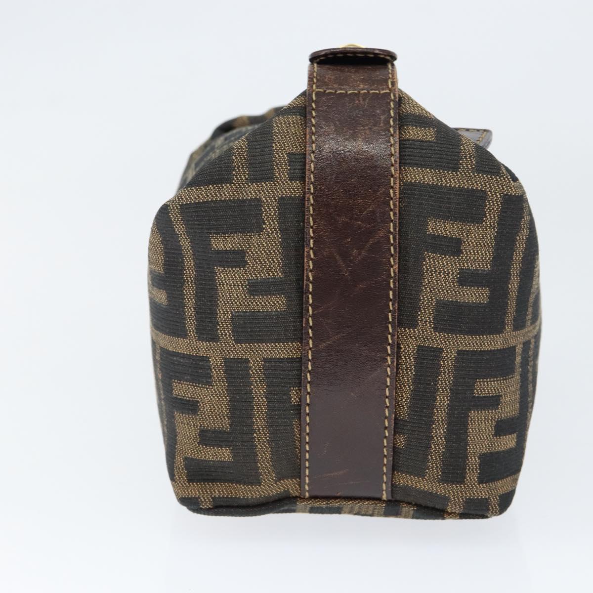 FENDI Zucca Canvas Vanity Hand Bag Black Brown Auth 149108