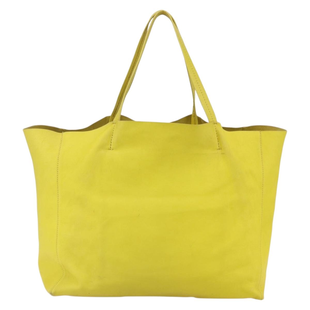 CELINE Horizontalkava Tote Bag Leather Yellow Gold Auth 149110