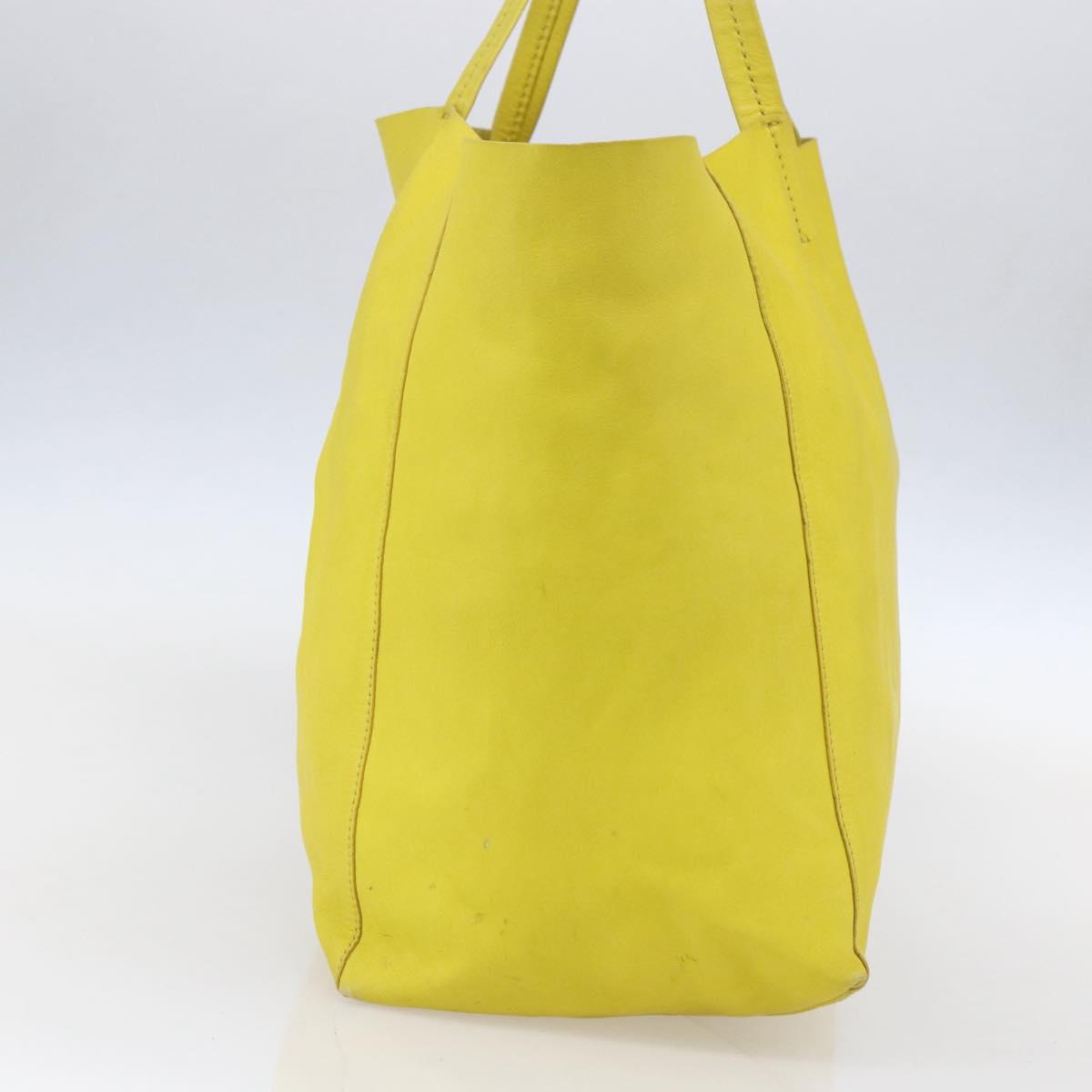 CELINE Horizontalkava Tote Bag Leather Yellow Gold Auth 149110