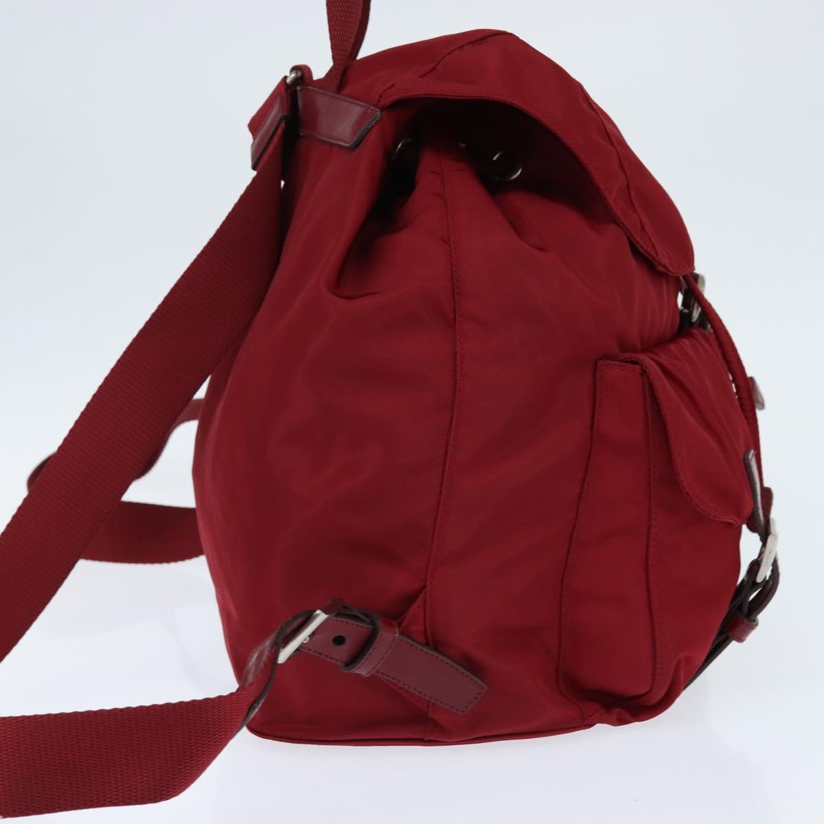 PRADA Backpack Nylon Red Silver Auth 149116