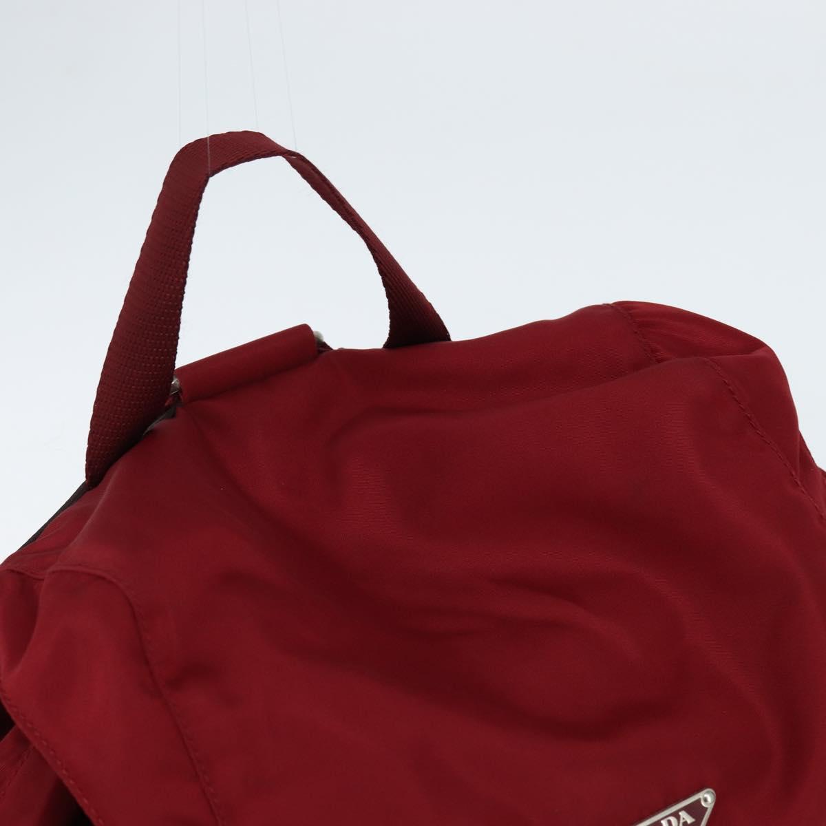 PRADA Backpack Nylon Red Silver Auth 149116