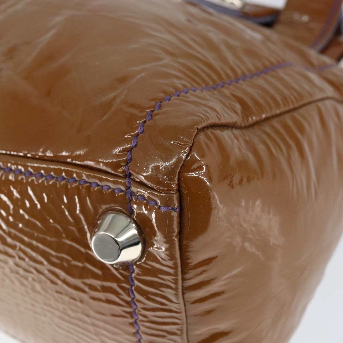 Miu Miu Hand Bag Enamel Brown Silver Auth 149117