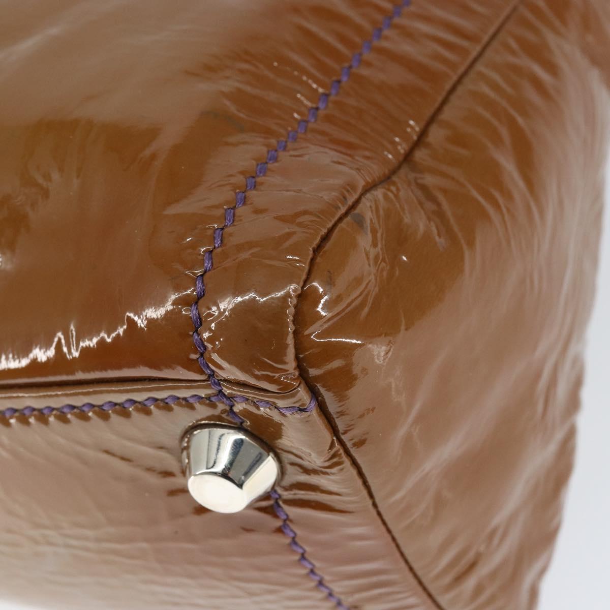 Miu Miu Hand Bag Enamel Brown Silver Auth 149117