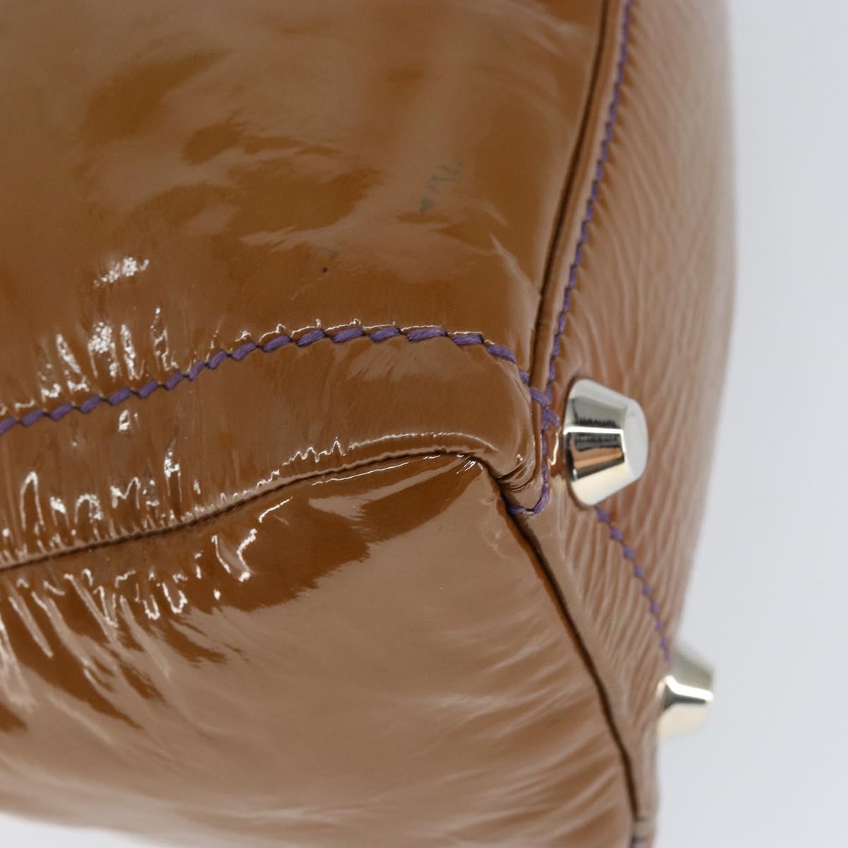 Miu Miu Hand Bag Enamel Brown Silver Auth 149117