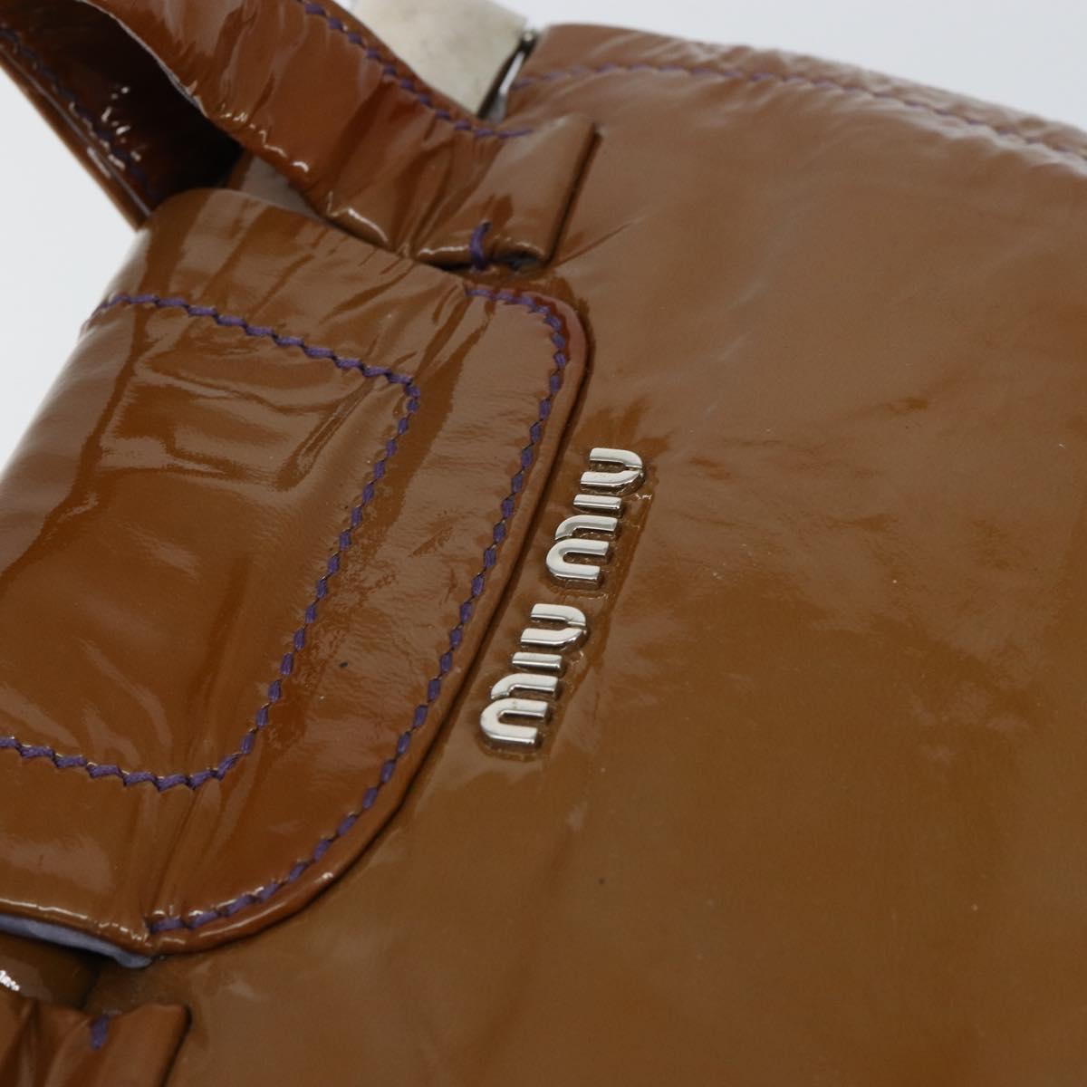 Miu Miu Hand Bag Enamel Brown Silver Auth 149117