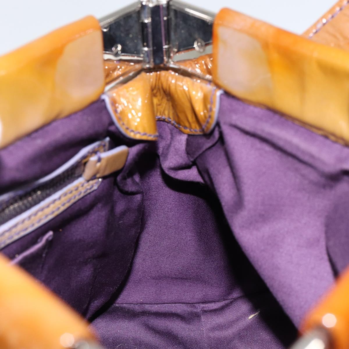 Miu Miu Hand Bag Enamel Brown Silver Auth 149117