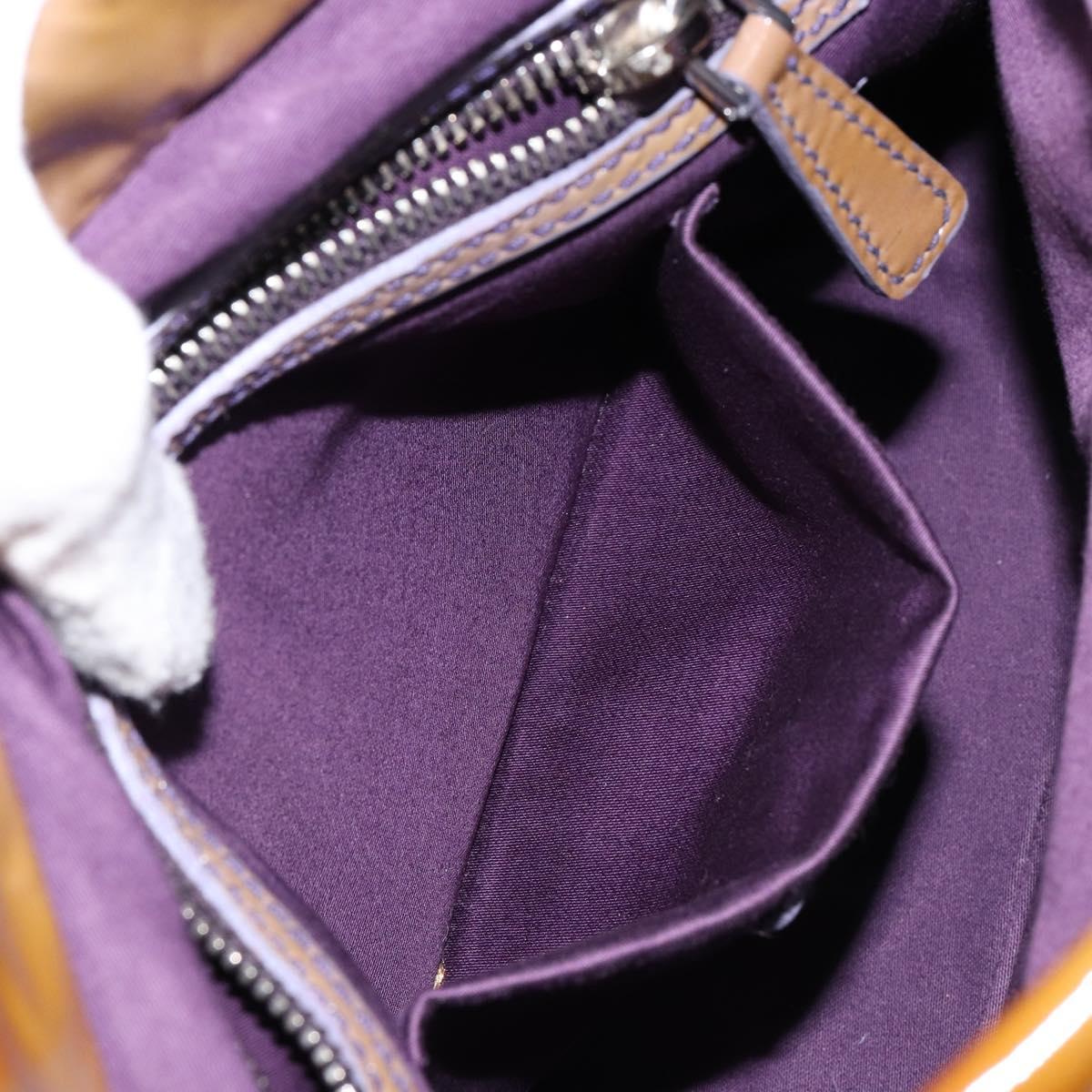 Miu Miu Hand Bag Enamel Brown Silver Auth 149117