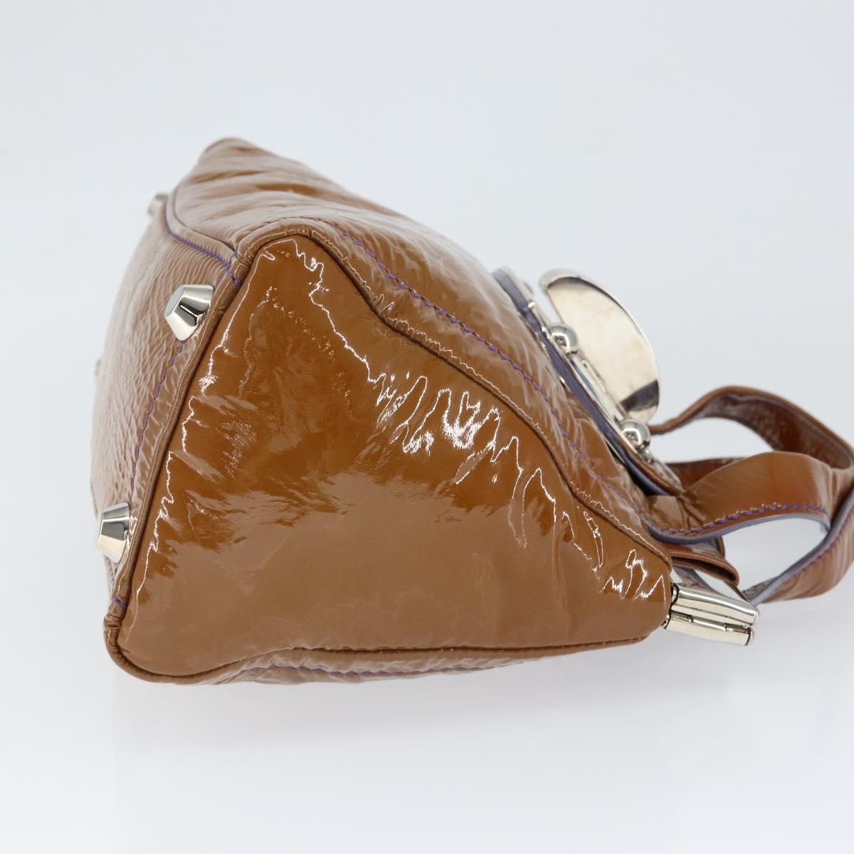 Miu Miu Hand Bag Enamel Brown Silver Auth 149117