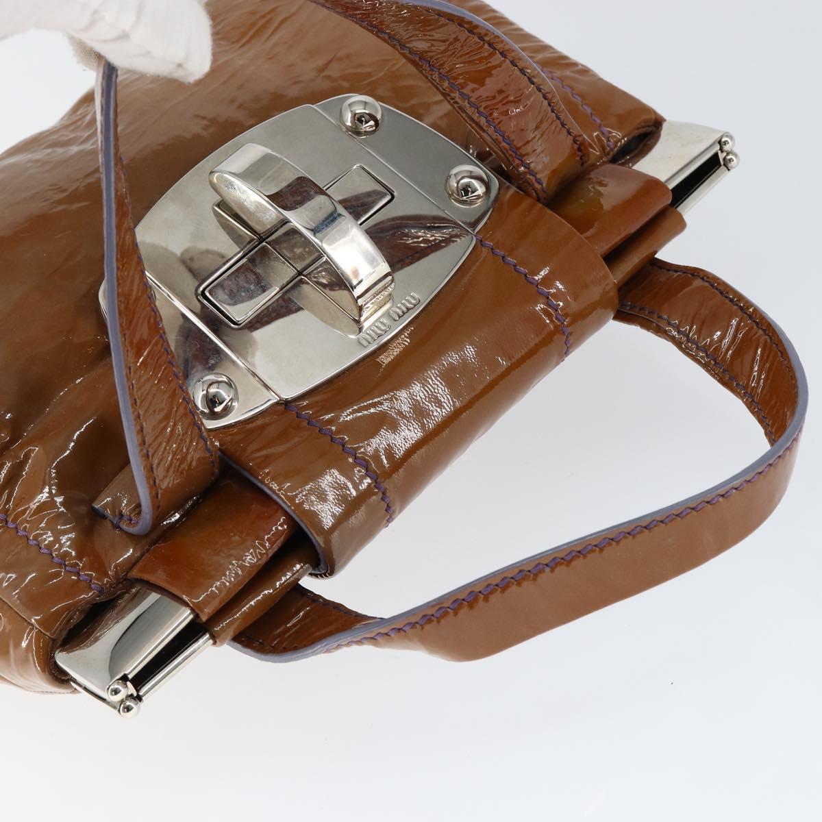 Miu Miu Hand Bag Enamel Brown Silver Auth 149117