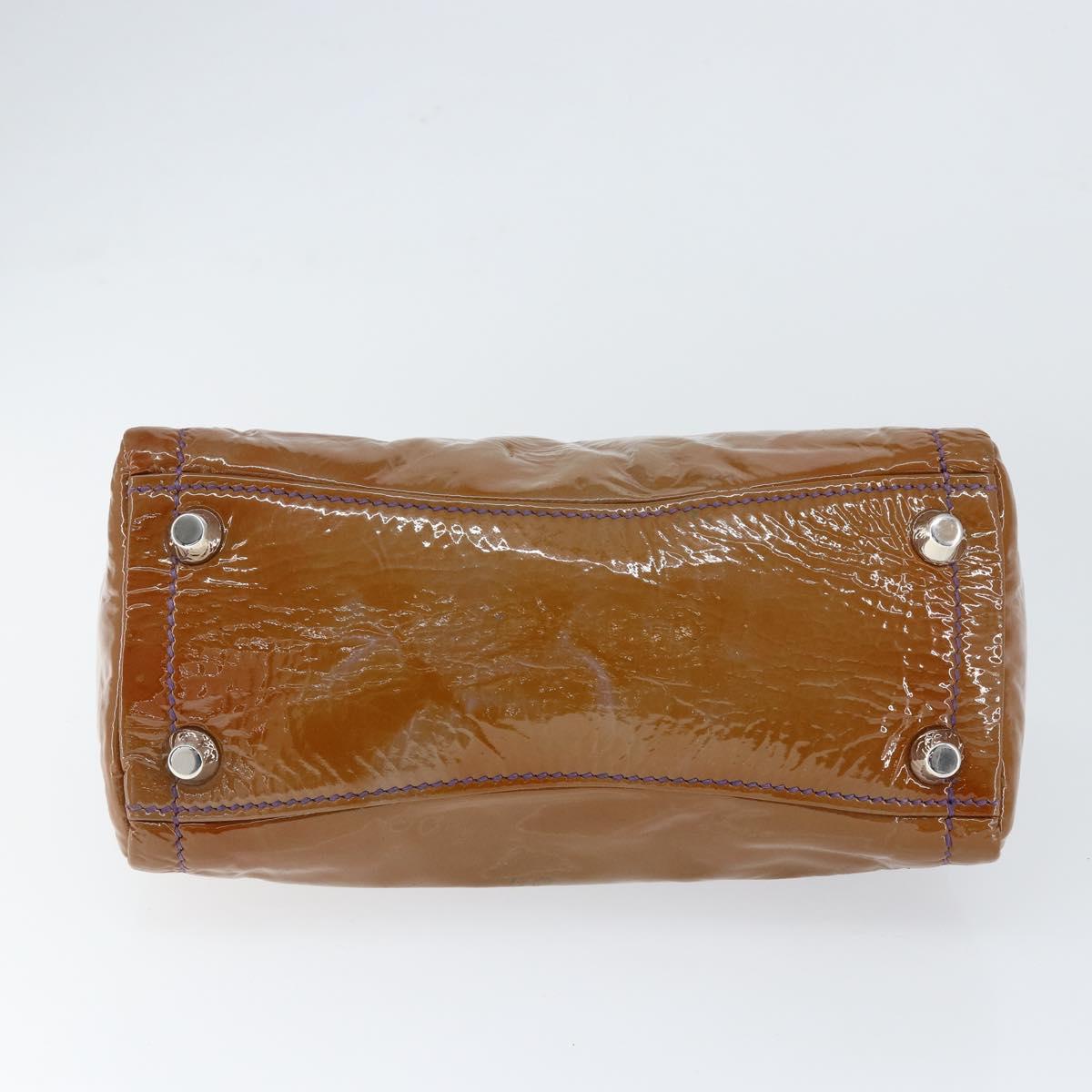 Miu Miu Hand Bag Enamel Brown Silver Auth 149117