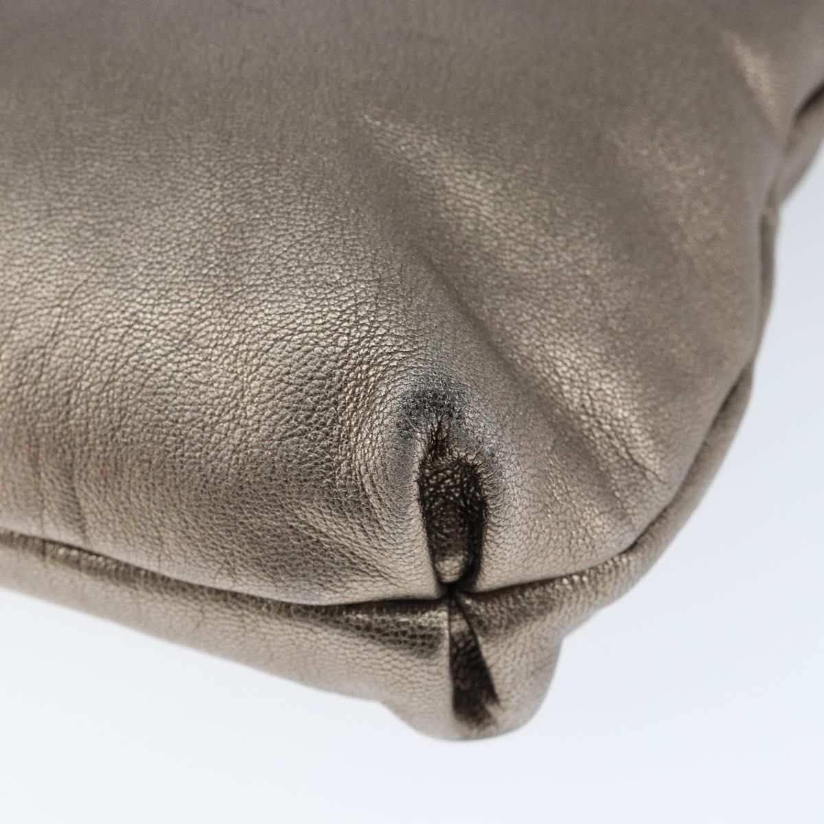 Salvatore Ferragamo Gancini Shoulder Bag Leather Silver Auth 149123