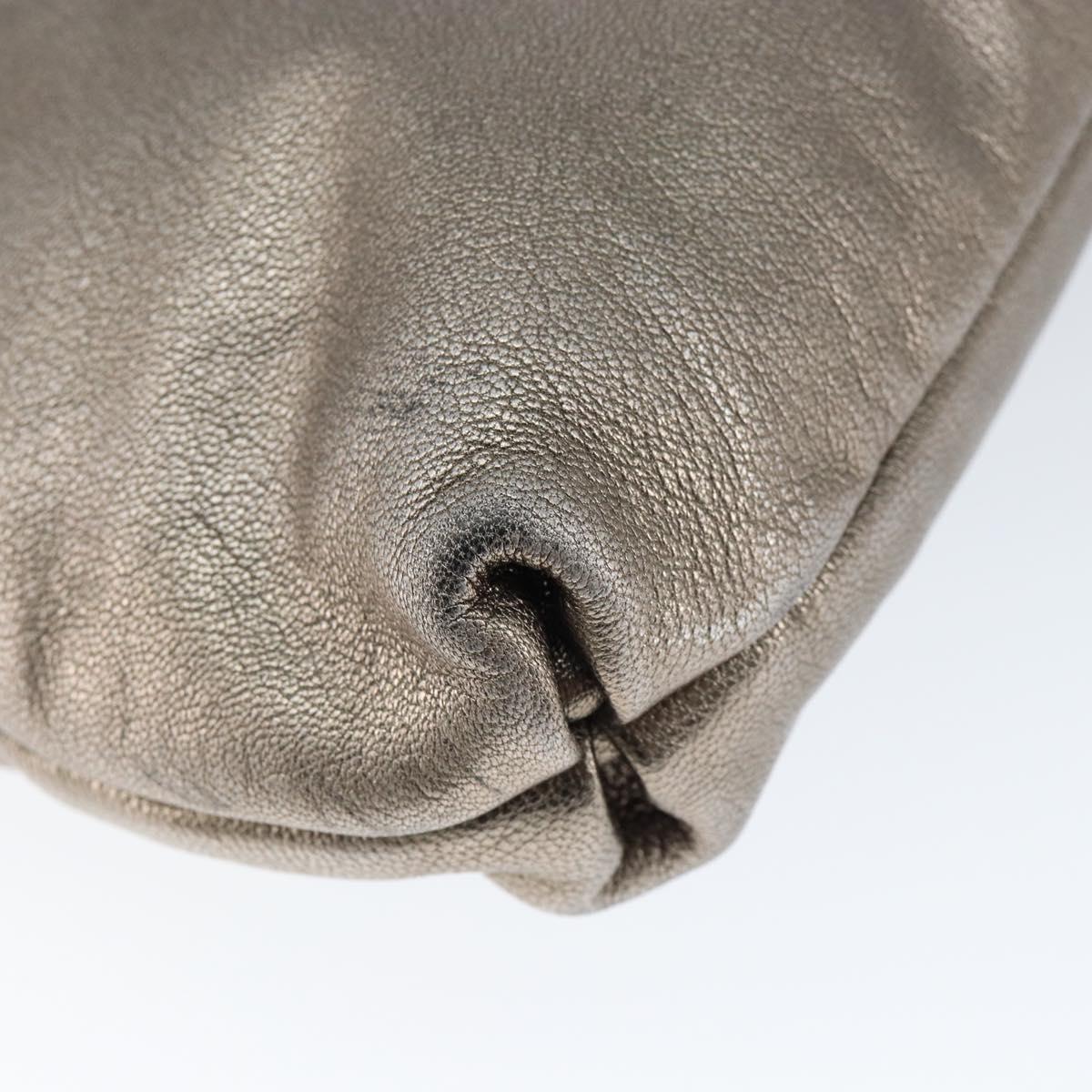 Salvatore Ferragamo Gancini Shoulder Bag Leather Silver Auth 149123