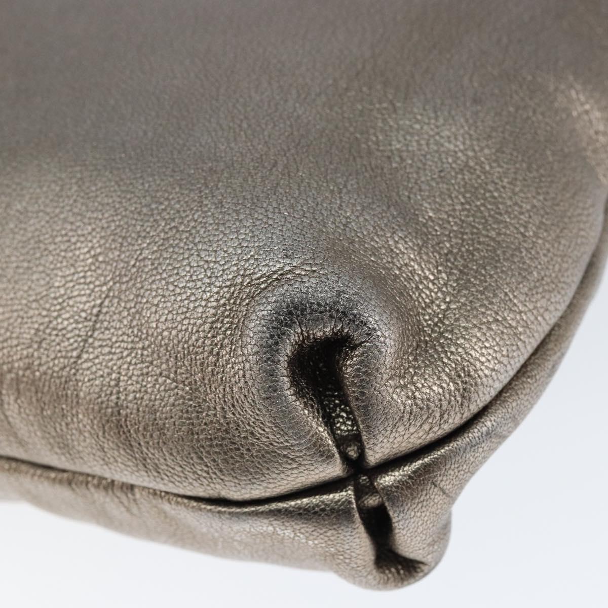 Salvatore Ferragamo Gancini Shoulder Bag Leather Silver Auth 149123