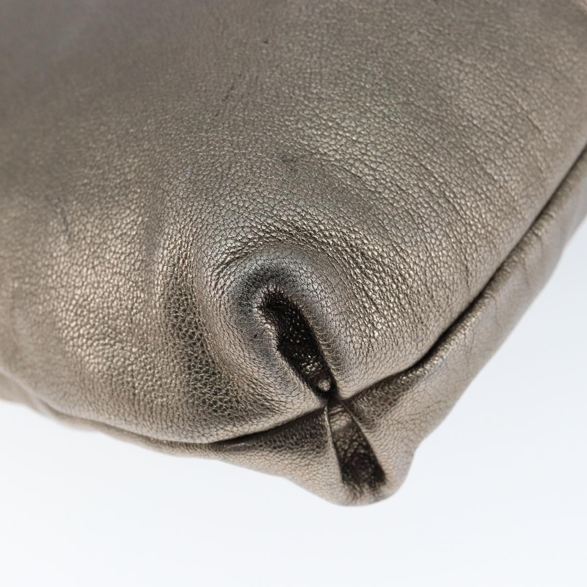 Salvatore Ferragamo Gancini Shoulder Bag Leather Silver Auth 149123