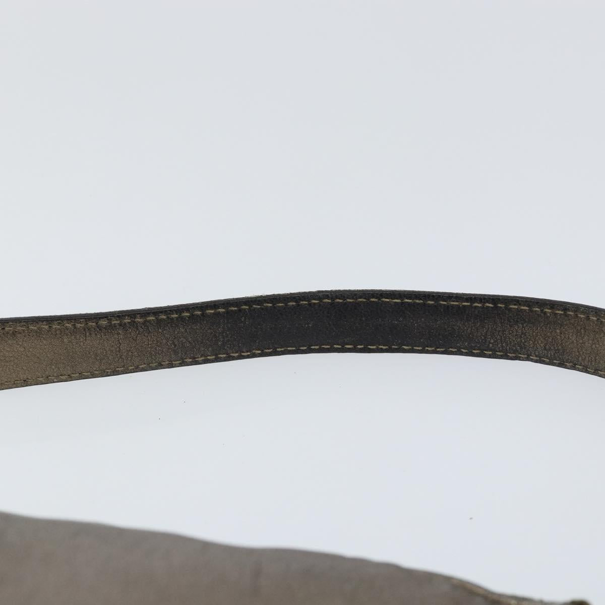 Salvatore Ferragamo Gancini Shoulder Bag Leather Silver Auth 149123