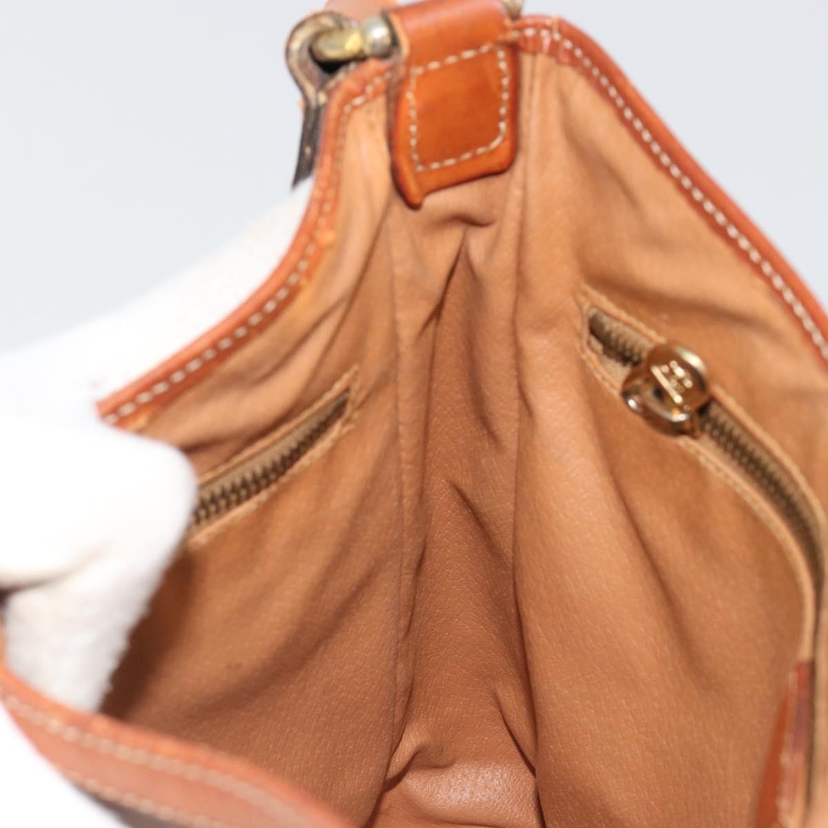 CELINE Macadam Canvas Shoulder Bag PVC Leather Brown Gold Auth 149126