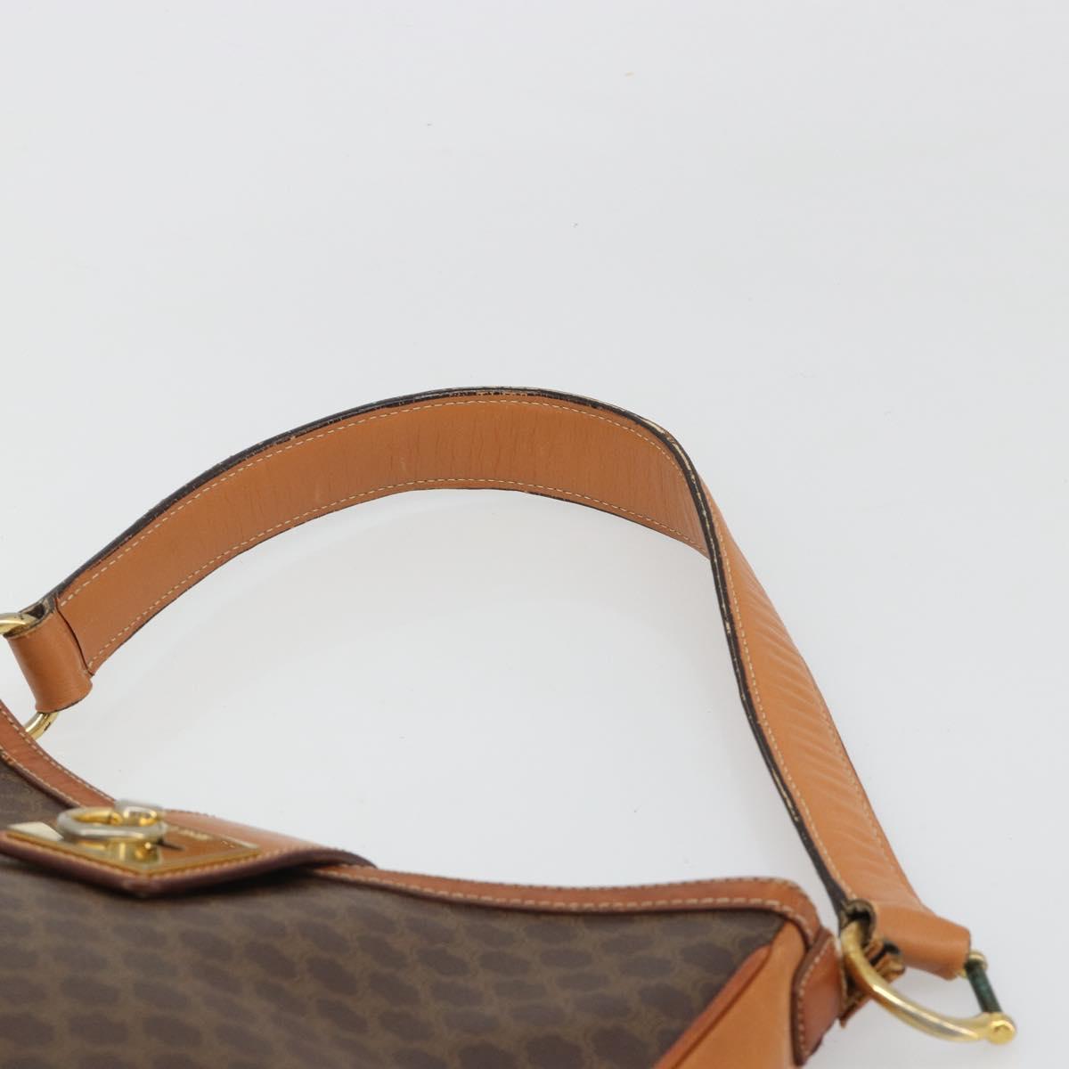 CELINE Macadam Canvas Shoulder Bag PVC Leather Brown Gold Auth 149126