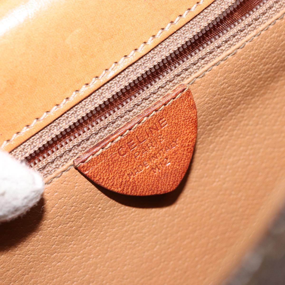 CELINE Macadam Canvas Hand Bag PVC Leather Brown Gold Auth 149127