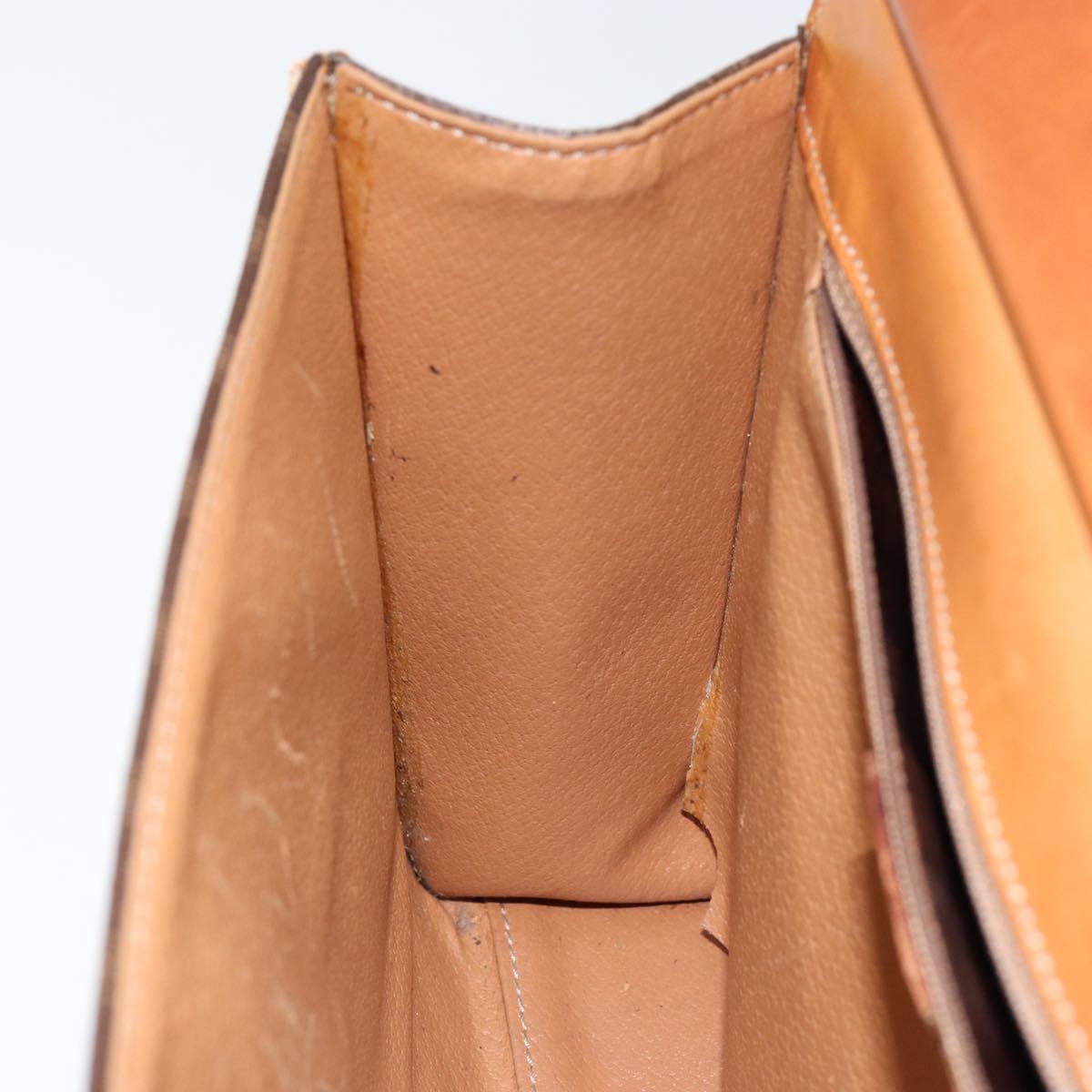 CELINE Macadam Canvas Hand Bag PVC Leather Brown Gold Auth 149127