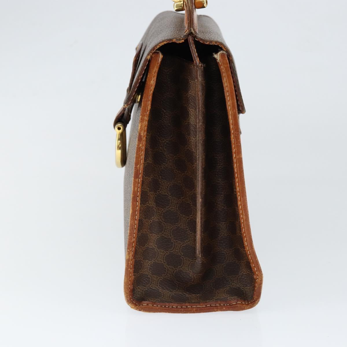 CELINE Macadam Canvas Hand Bag PVC Leather Brown Gold Auth 149127