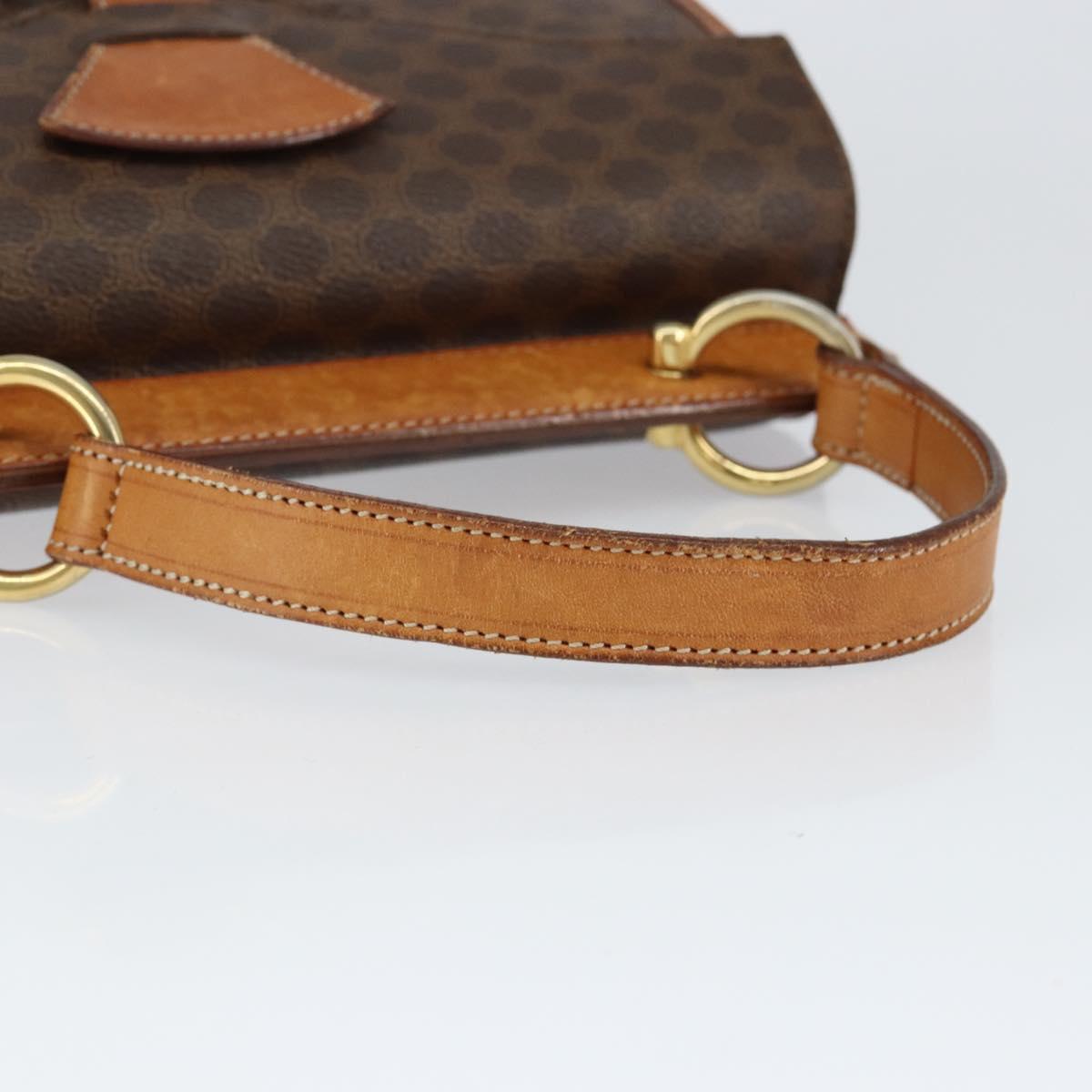 CELINE Macadam Canvas Hand Bag PVC Leather Brown Gold Auth 149127