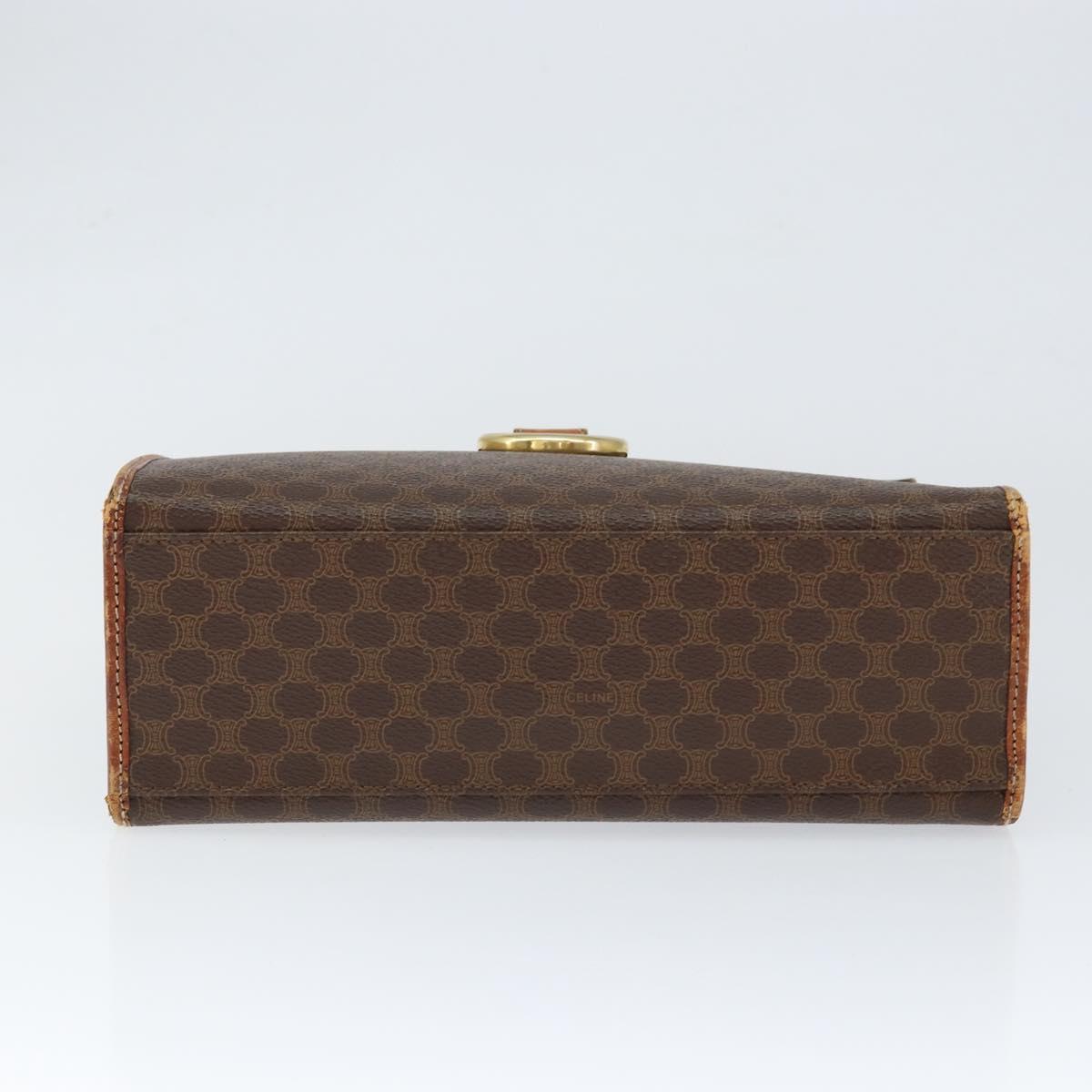 CELINE Macadam Canvas Hand Bag PVC Leather Brown Gold Auth 149127
