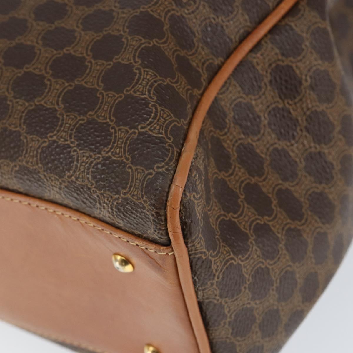CELINE Macadam Canvas Hand Bag PVC Leather Brown Gold Auth 149128