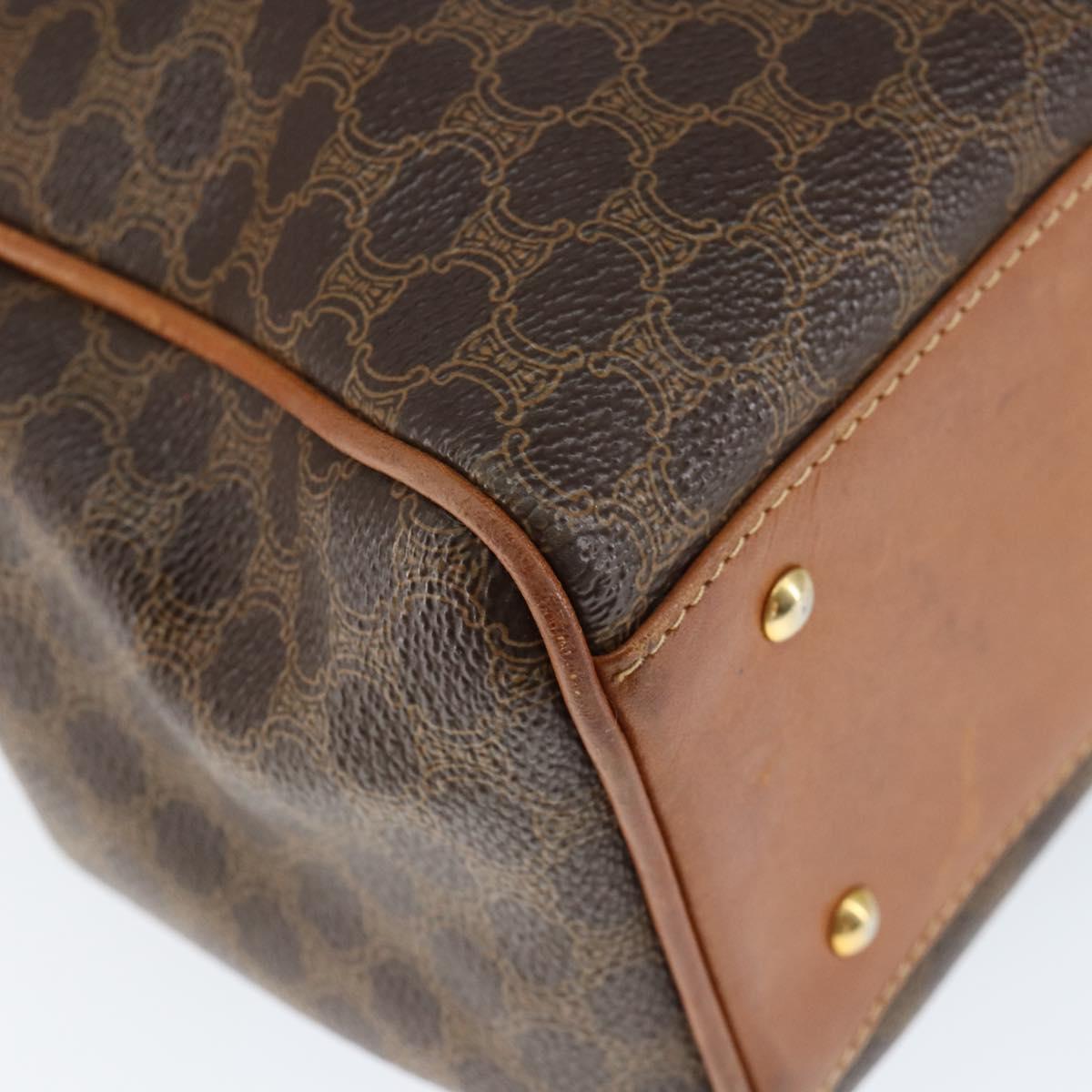 CELINE Macadam Canvas Hand Bag PVC Leather Brown Gold Auth 149128