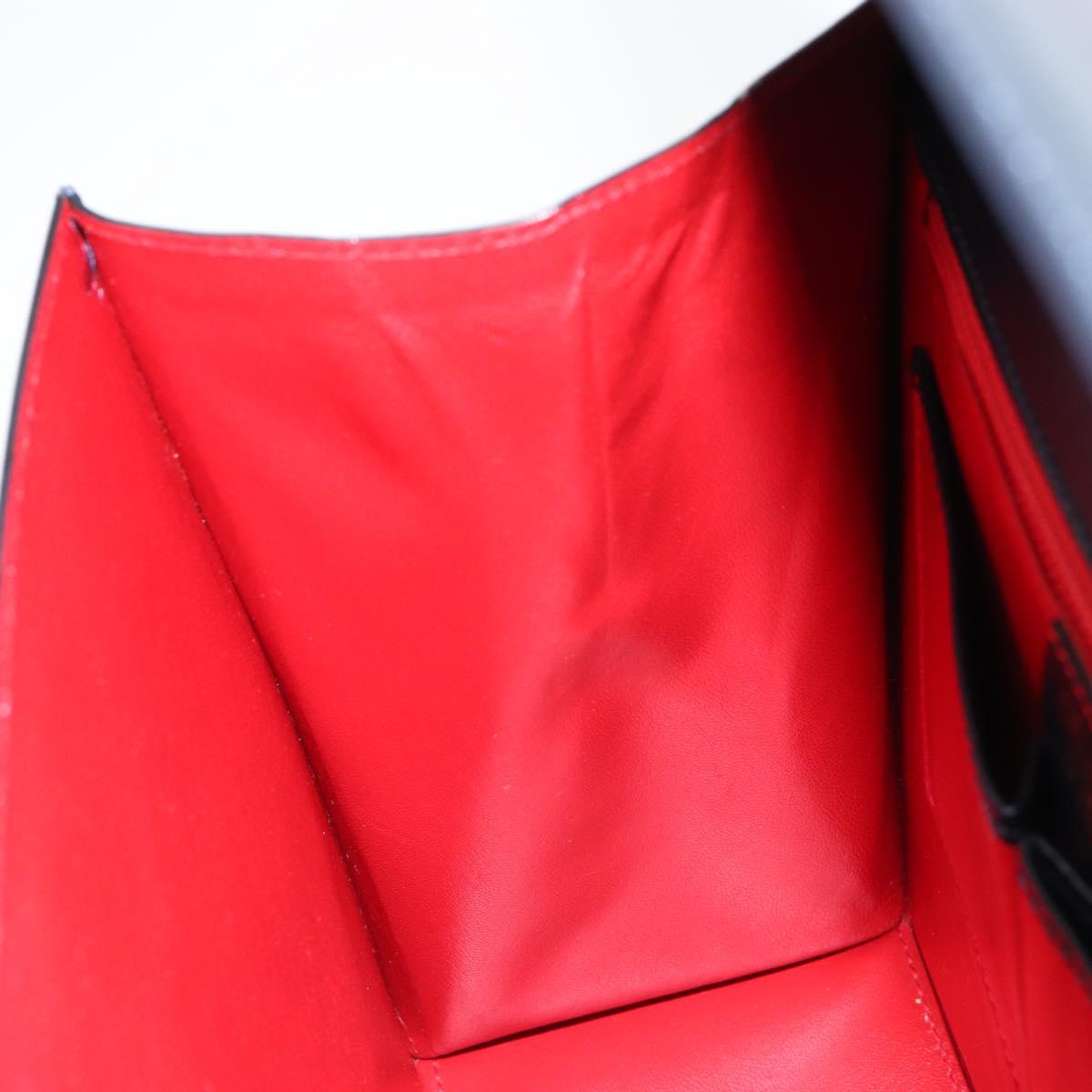 CELINE Circle Hand Bag Leather Navy Gold Auth 149129