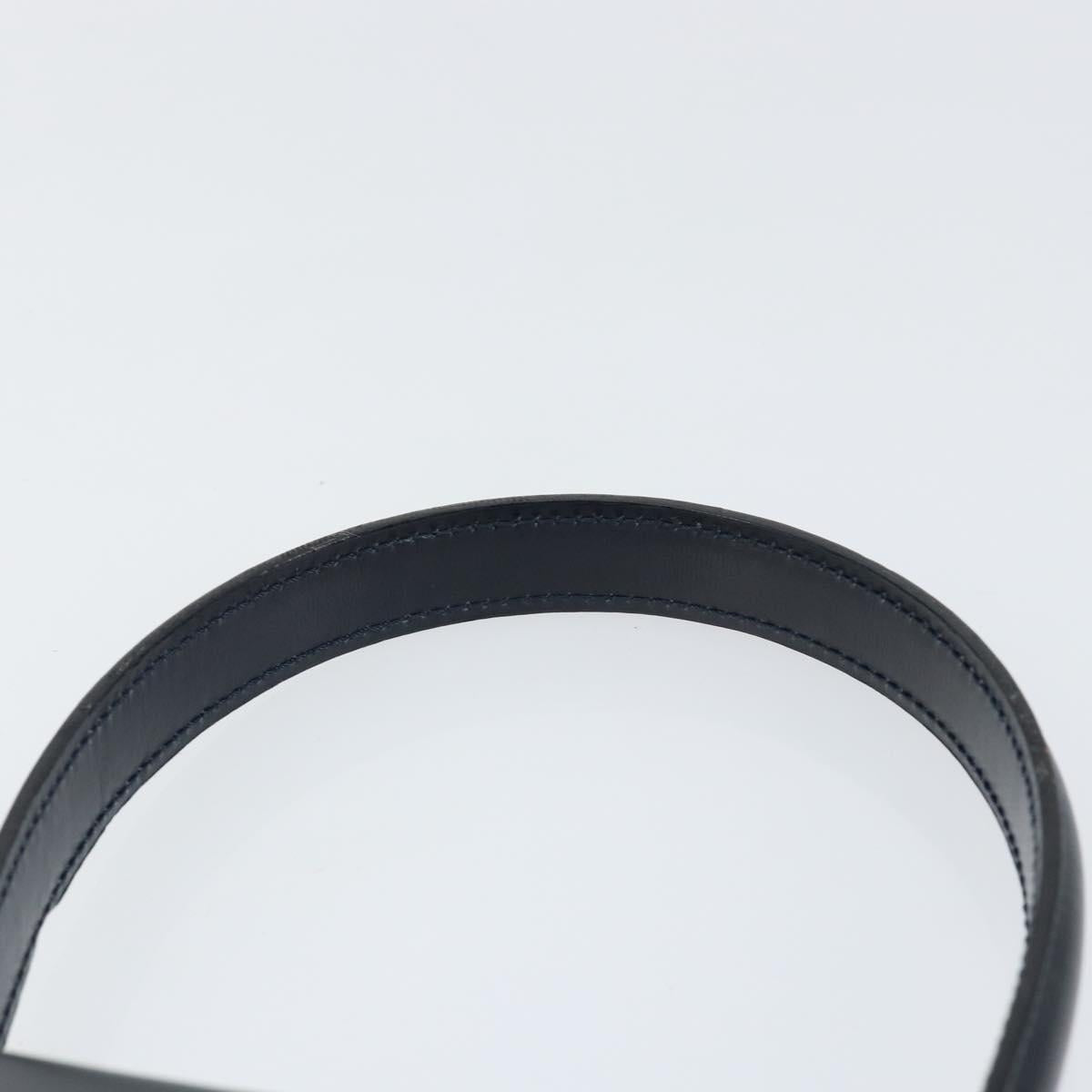 CELINE Circle Hand Bag Leather Navy Gold Auth 149129