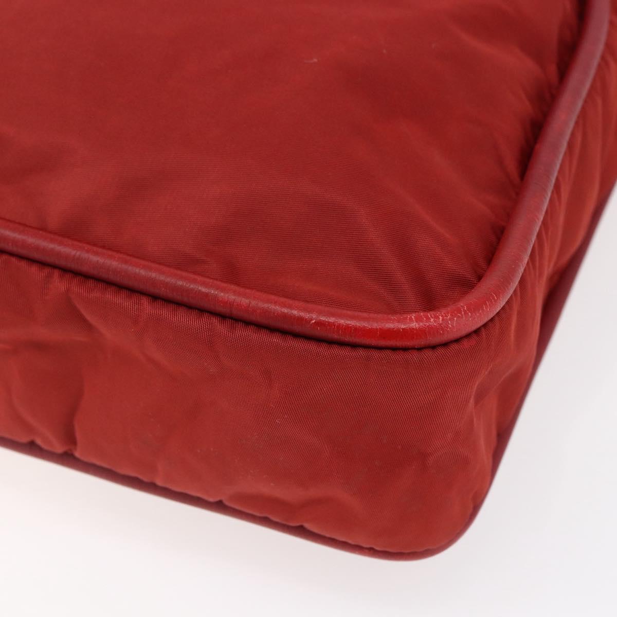 CELINE Tote Bag Nylon Red Gold Auth 149130