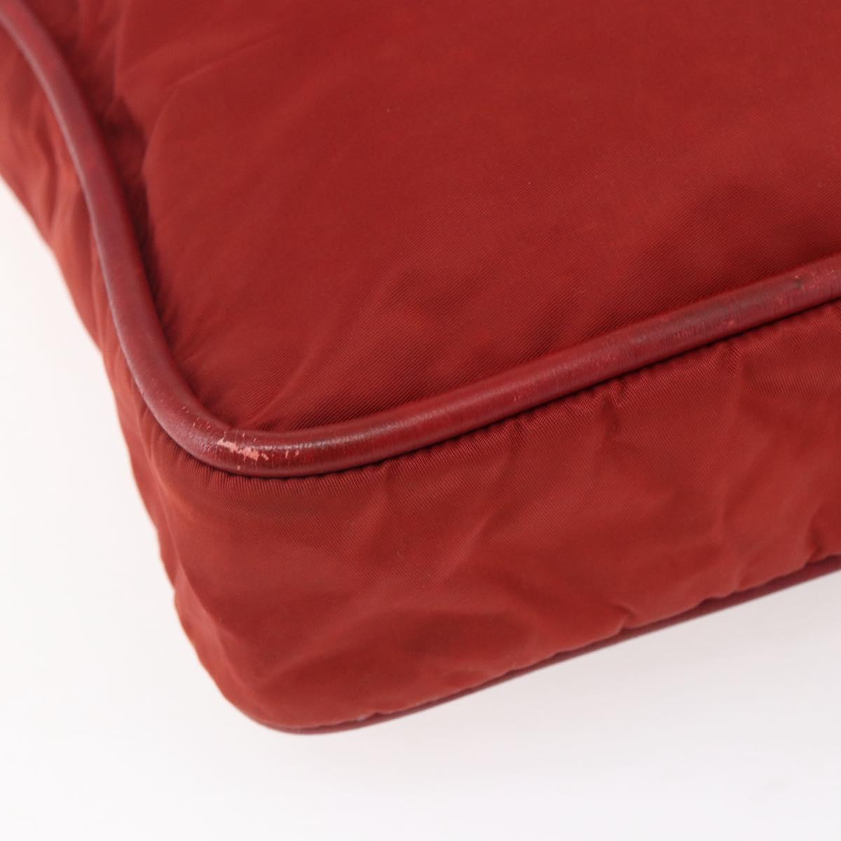 CELINE Tote Bag Nylon Red Gold Auth 149130