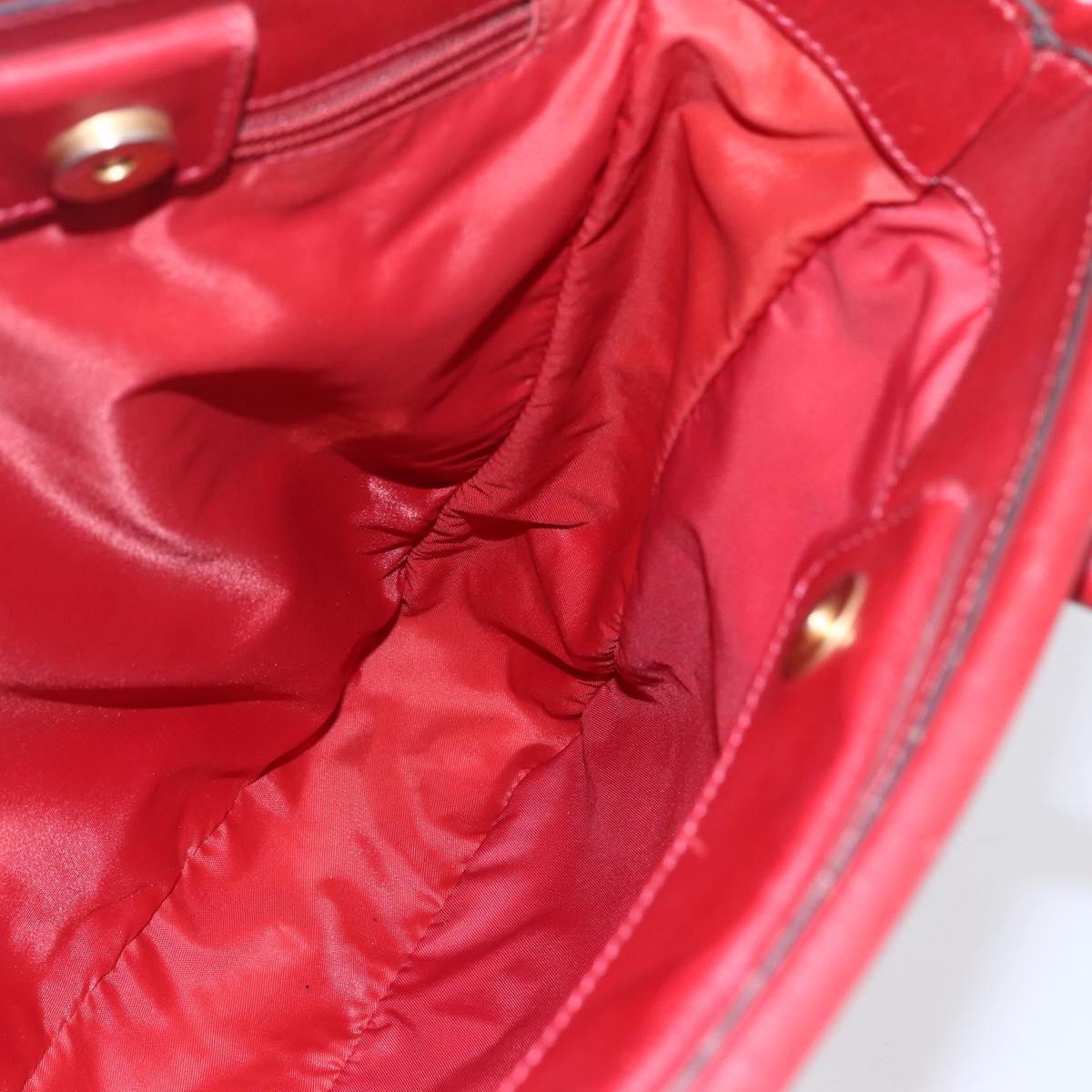 CELINE Tote Bag Nylon Red Gold Auth 149130