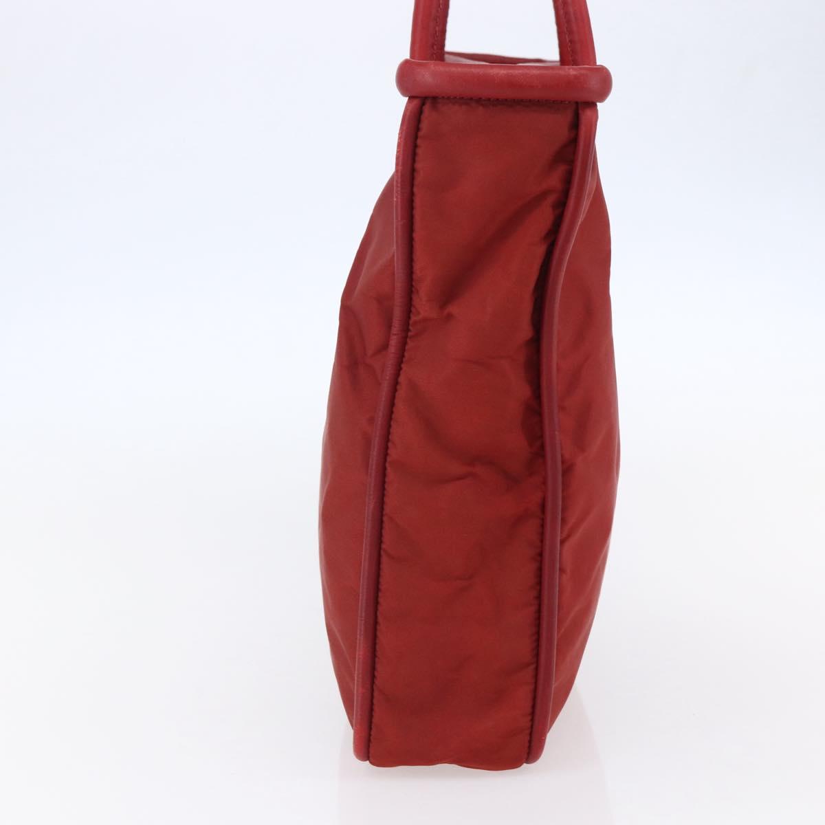 CELINE Tote Bag Nylon Red Gold Auth 149130