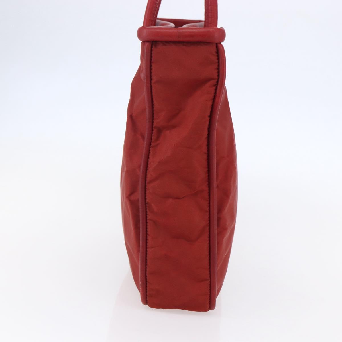 CELINE Tote Bag Nylon Red Gold Auth 149130
