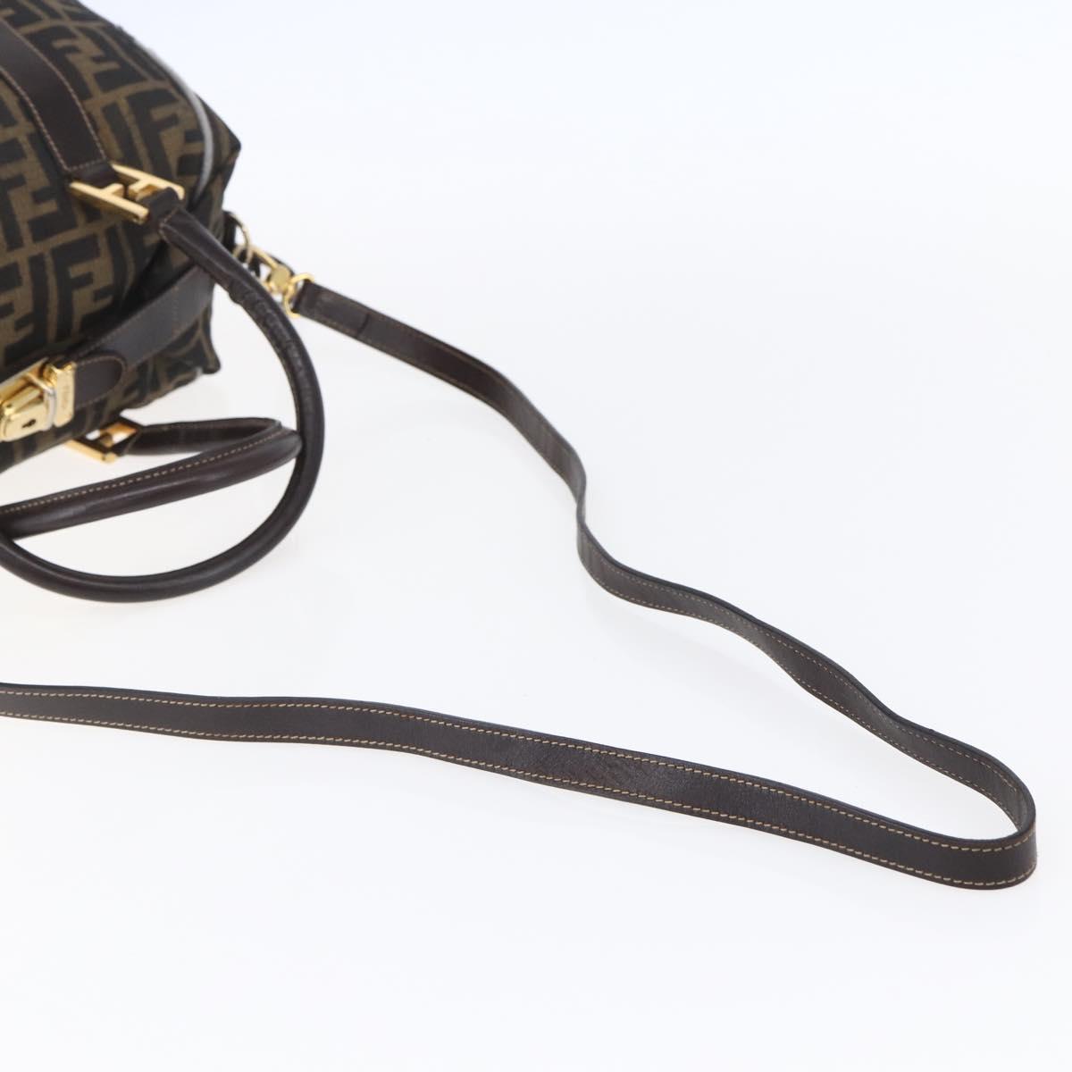 FENDI Zucca Canvas Hand Bag 2way Black Brown Auth 149131