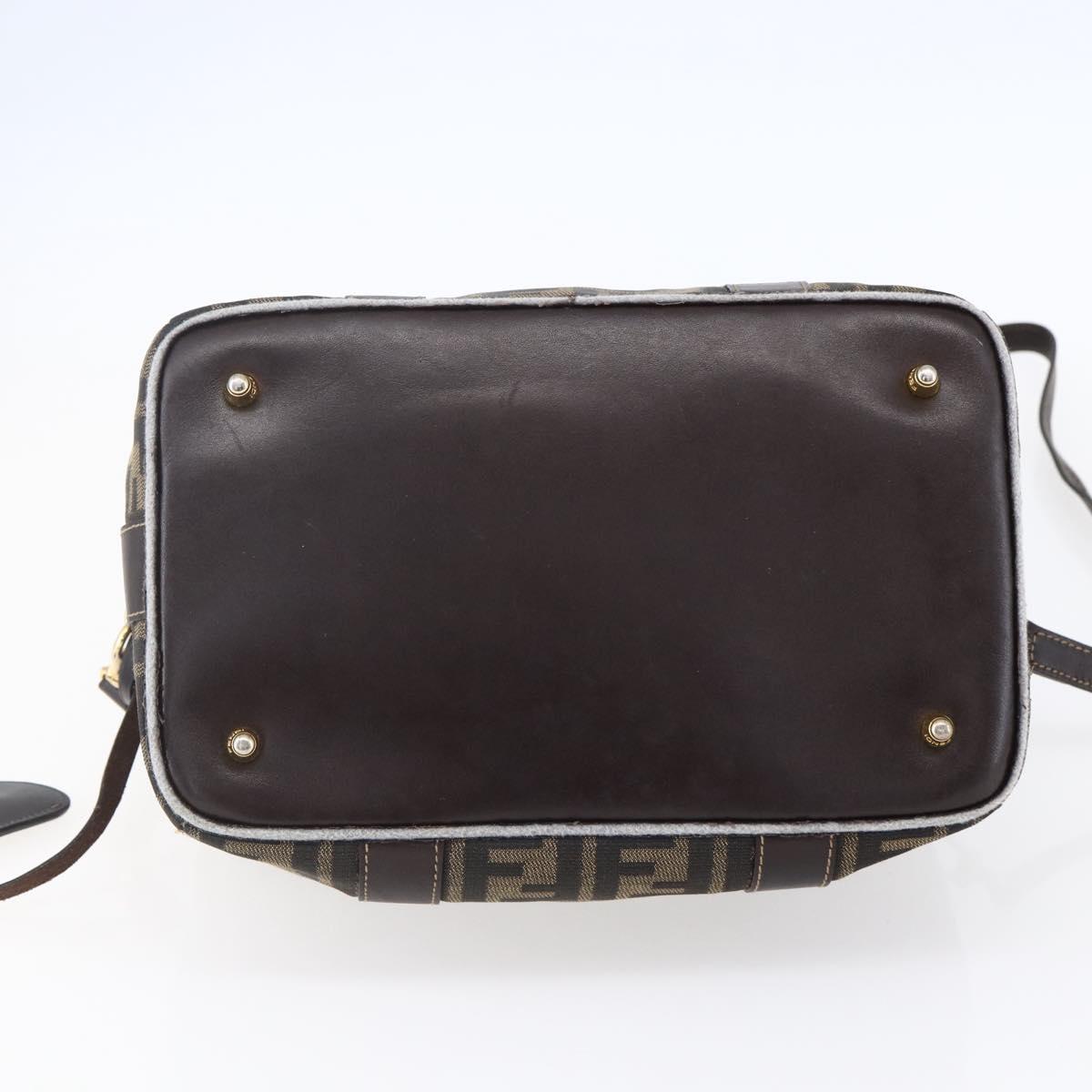 FENDI Zucca Canvas Hand Bag 2way Black Brown Auth 149131