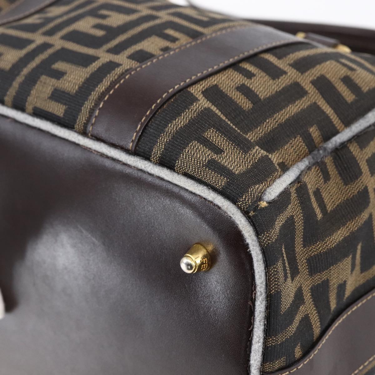 FENDI Zucca Canvas Hand Bag 2way Black Brown Auth 149131