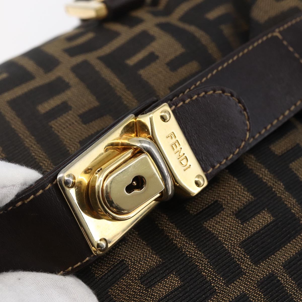 FENDI Zucca Canvas Hand Bag 2way Black Brown Auth 149131