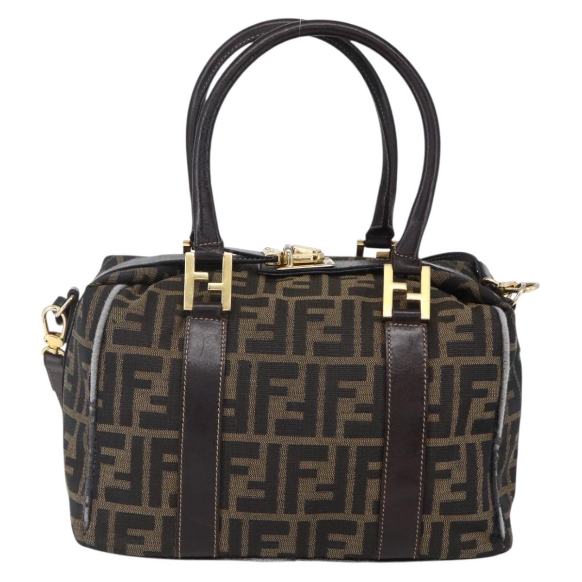 FENDI Zucca Canvas Hand Bag 2way Black Brown Auth 149131